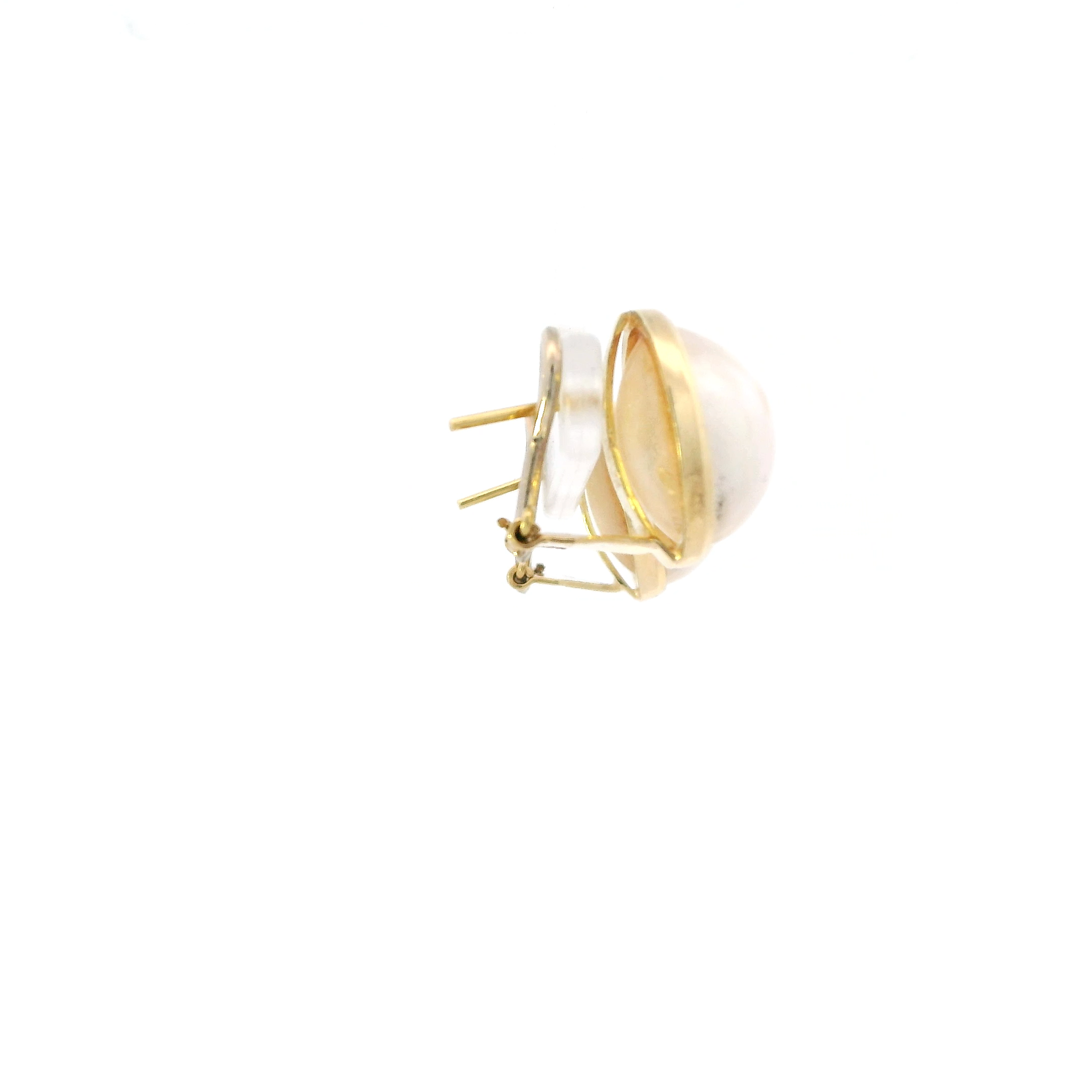 18K Yellow Gold Mabe Pearl Clip Earrings