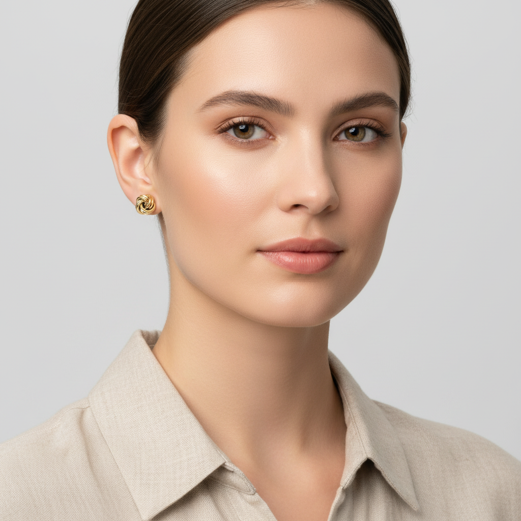 14K Yellow Gold Knott Stud Earrings