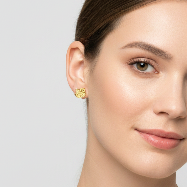 10K Yellow Gold Hello Kitty Stud Earrings