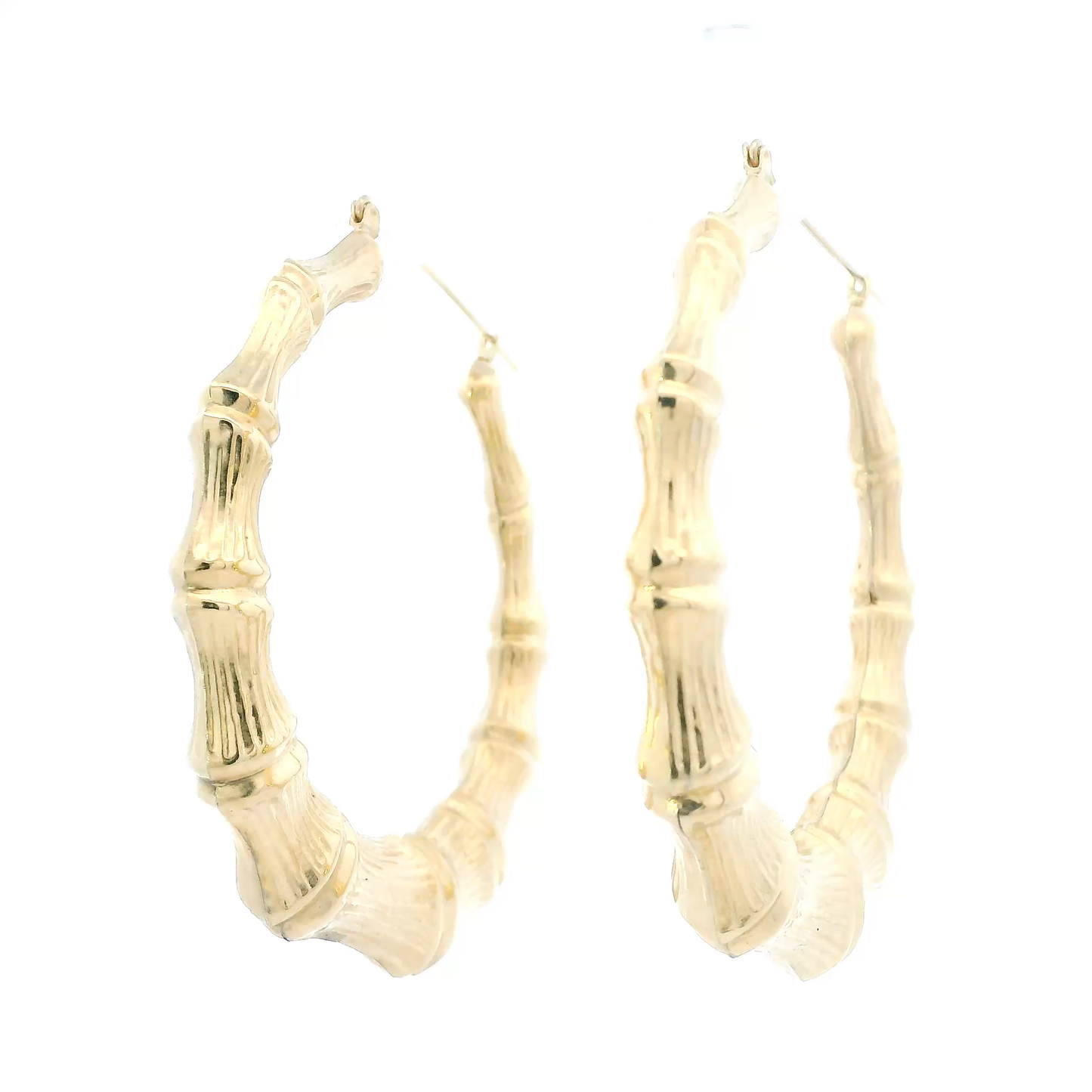 10K Yellow Gold Bamboo Hoop Earrings