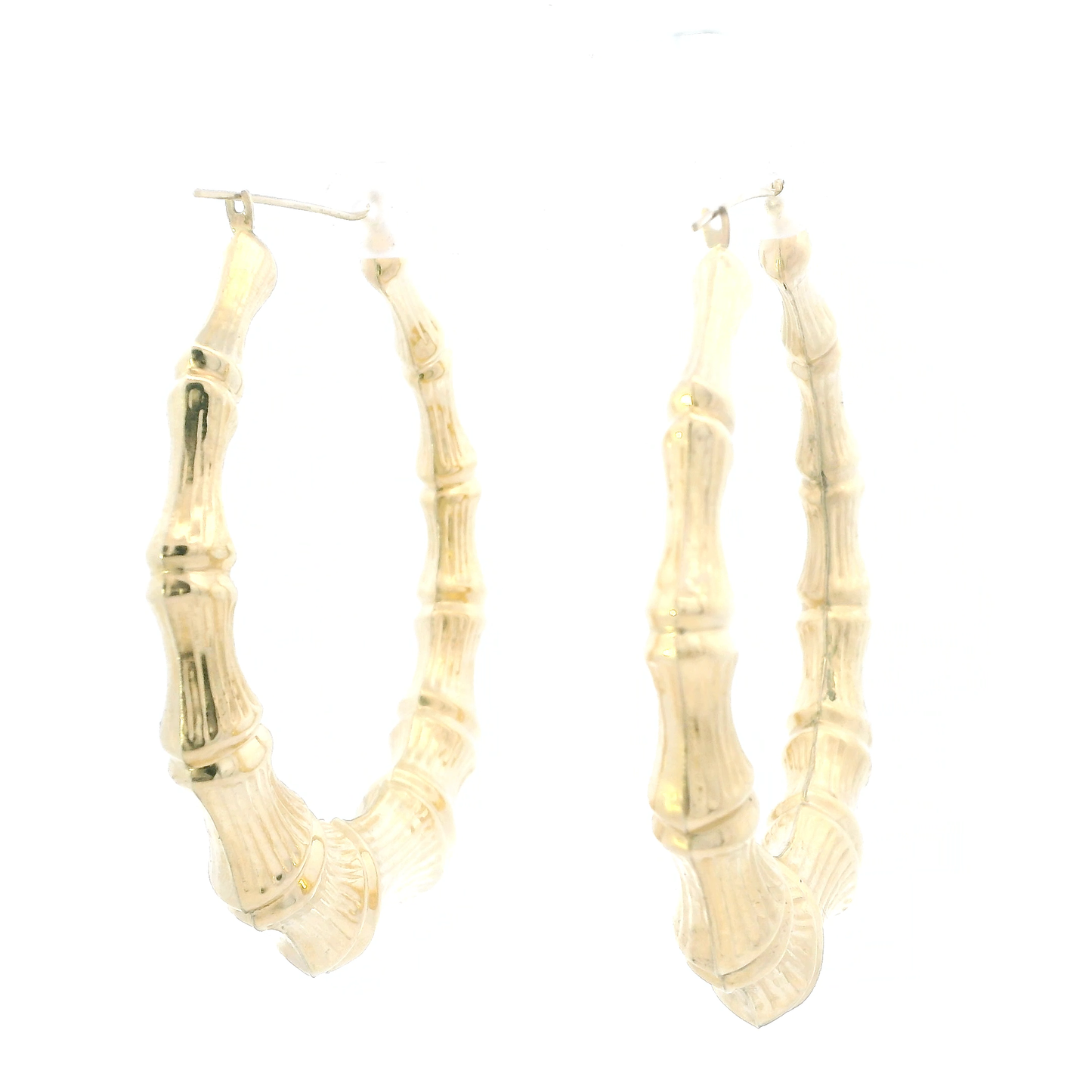 10K Yellow Gold Bamboo Hoop Earrings