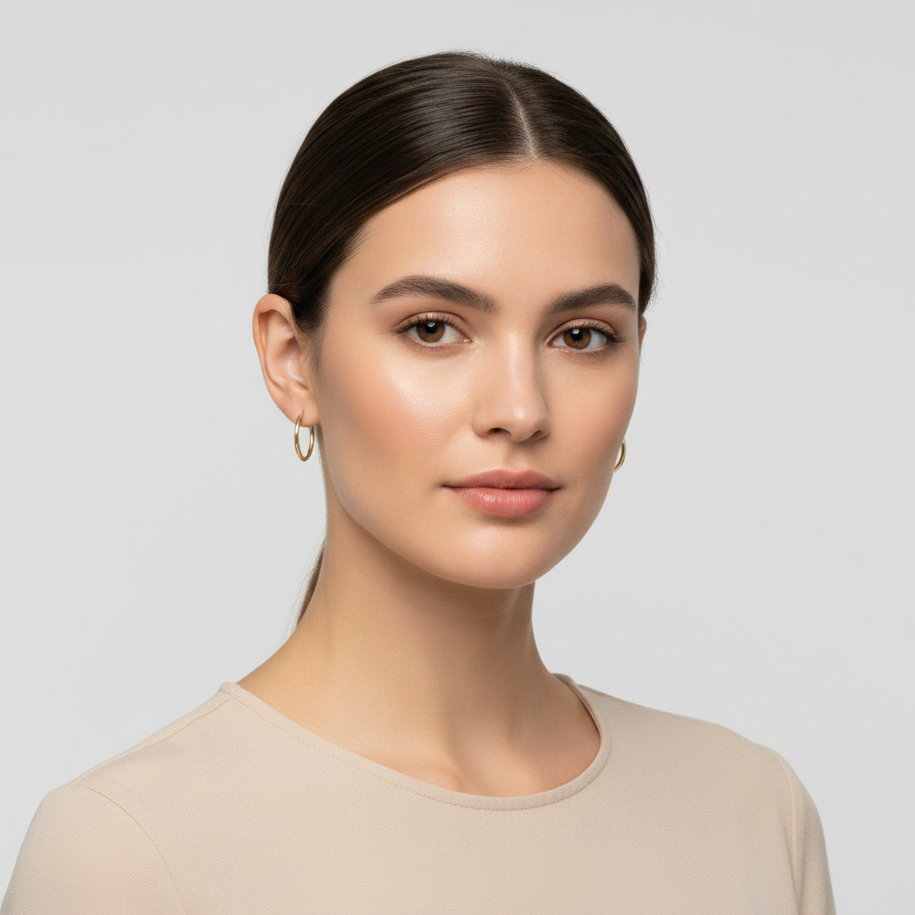 18K Yellow Gold Plan Tube Hoop Earrings