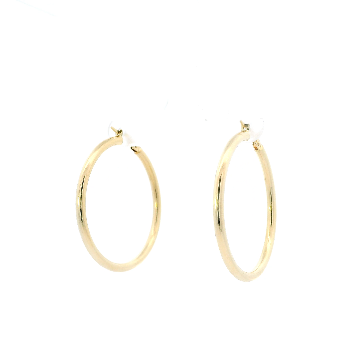 18K Yellow Gold Plan Tube Hoop Earrings