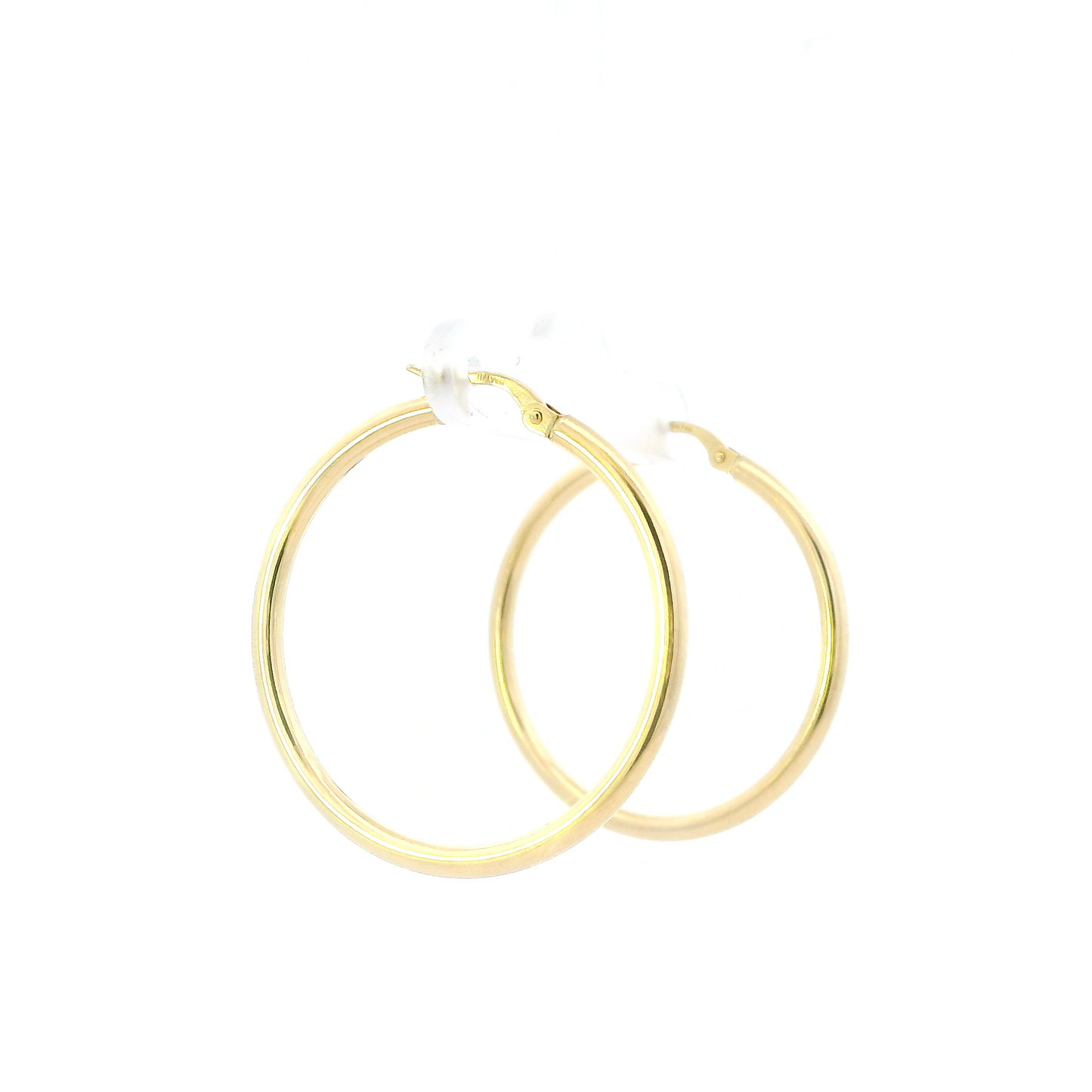 18K Yellow Gold Plan Tube Hoop Earrings