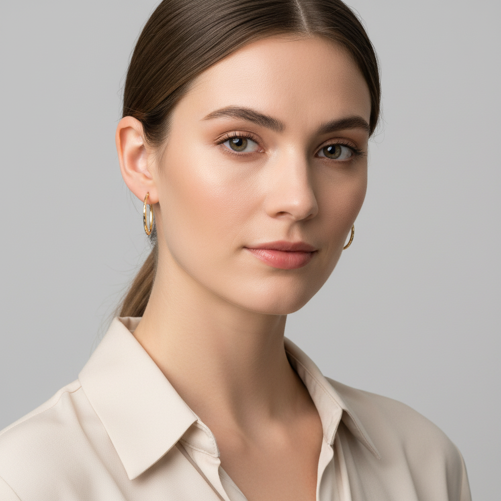 10K Yellow Gold Diamond Cut Tube Hoop Earrings