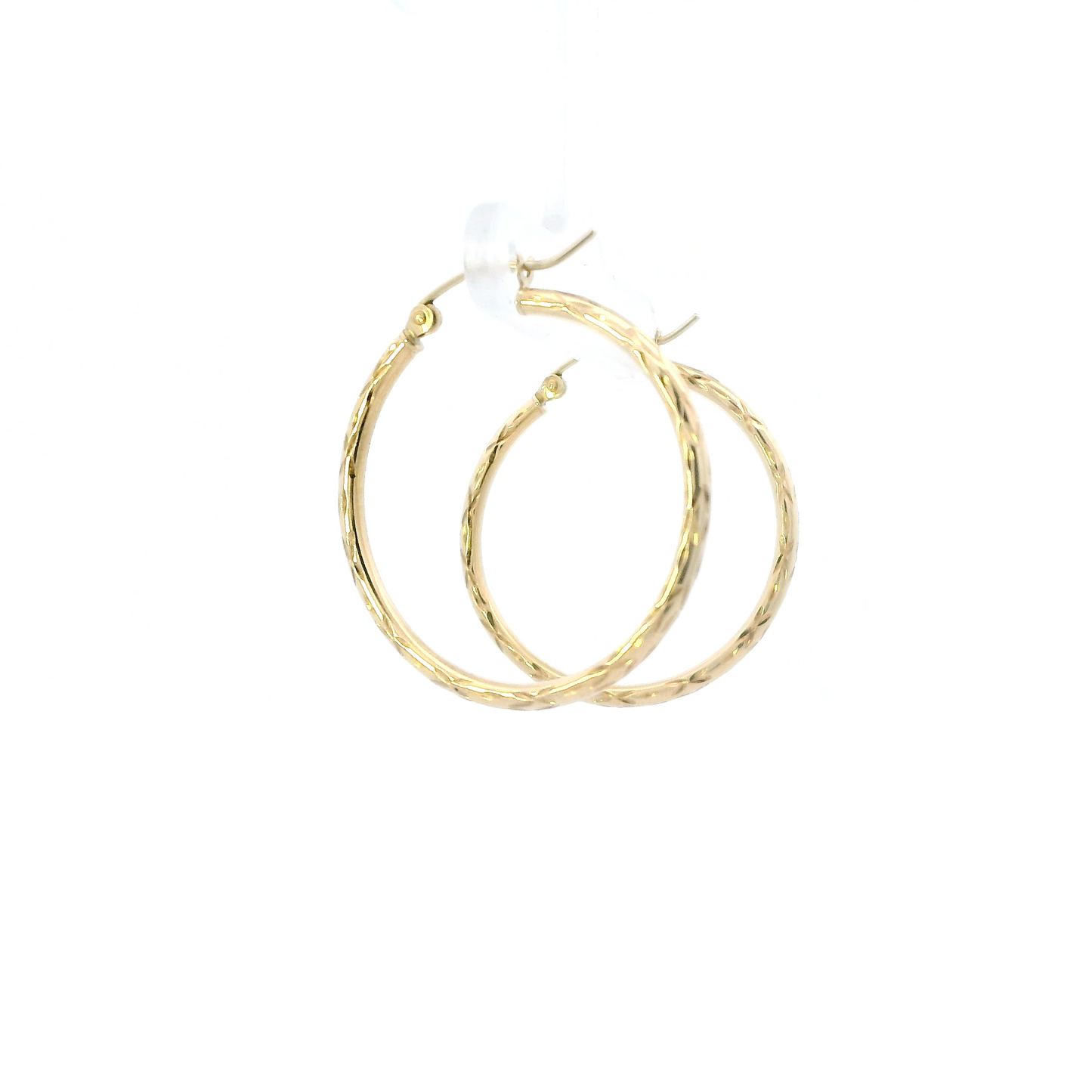 10K Yellow Gold Diamond Cut Tube Hoop Earrings