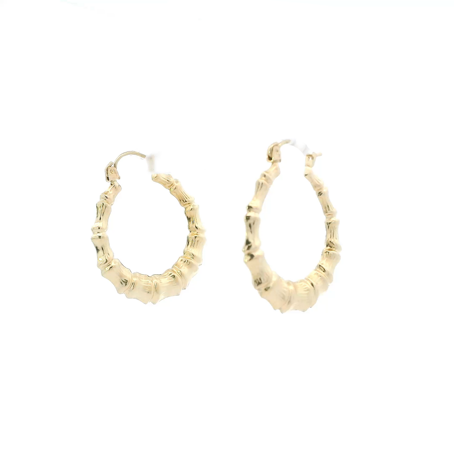 10K Yellow Gold Bamboo Hoop Earrings