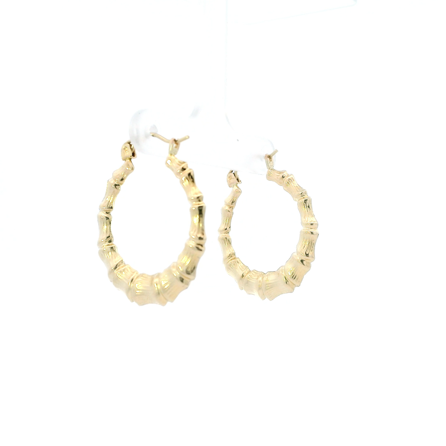10K Yellow Gold Bamboo Hoop Earrings