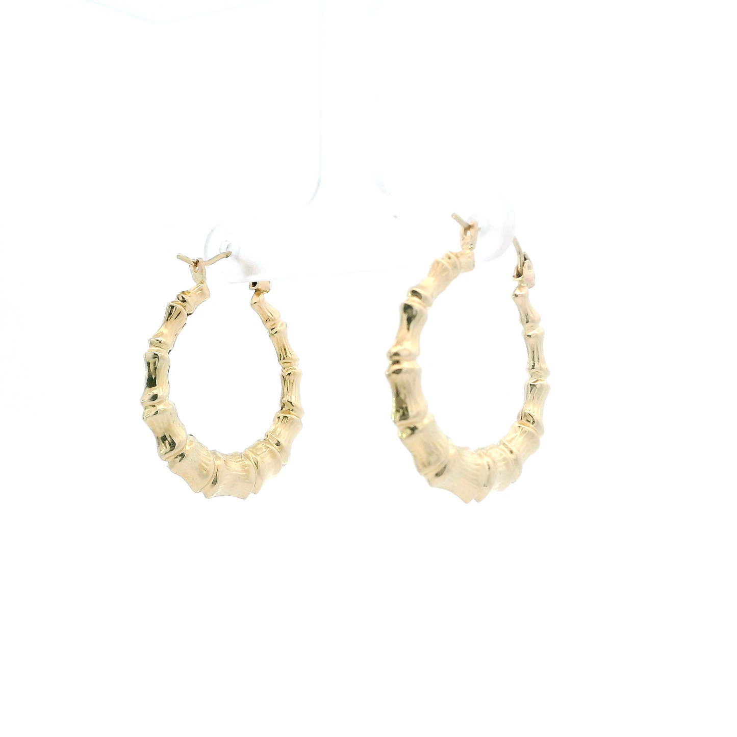 10K Yellow Gold Bamboo Hoop Earrings