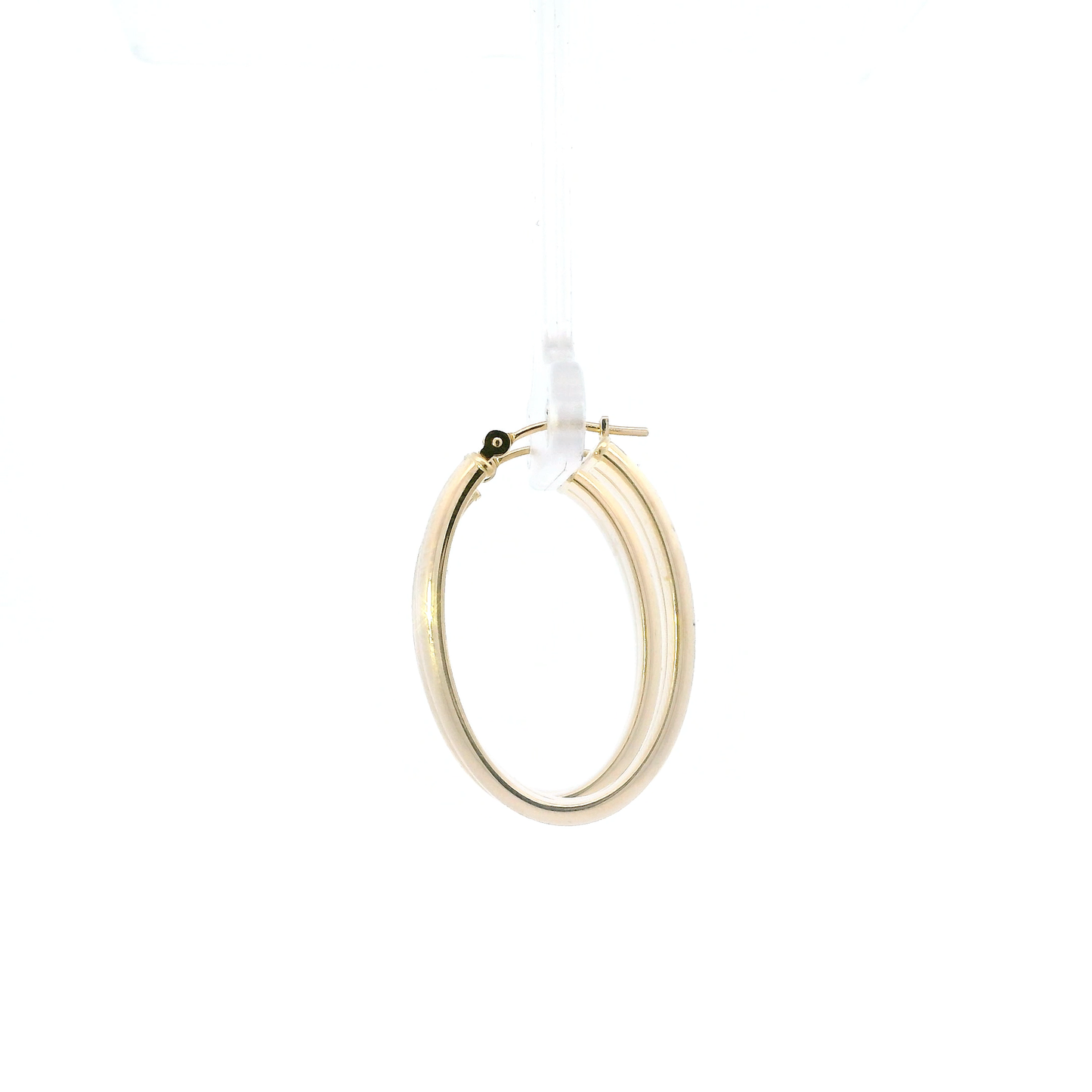 14K Yellow Gold Double Tube Oval Hoop Earrings