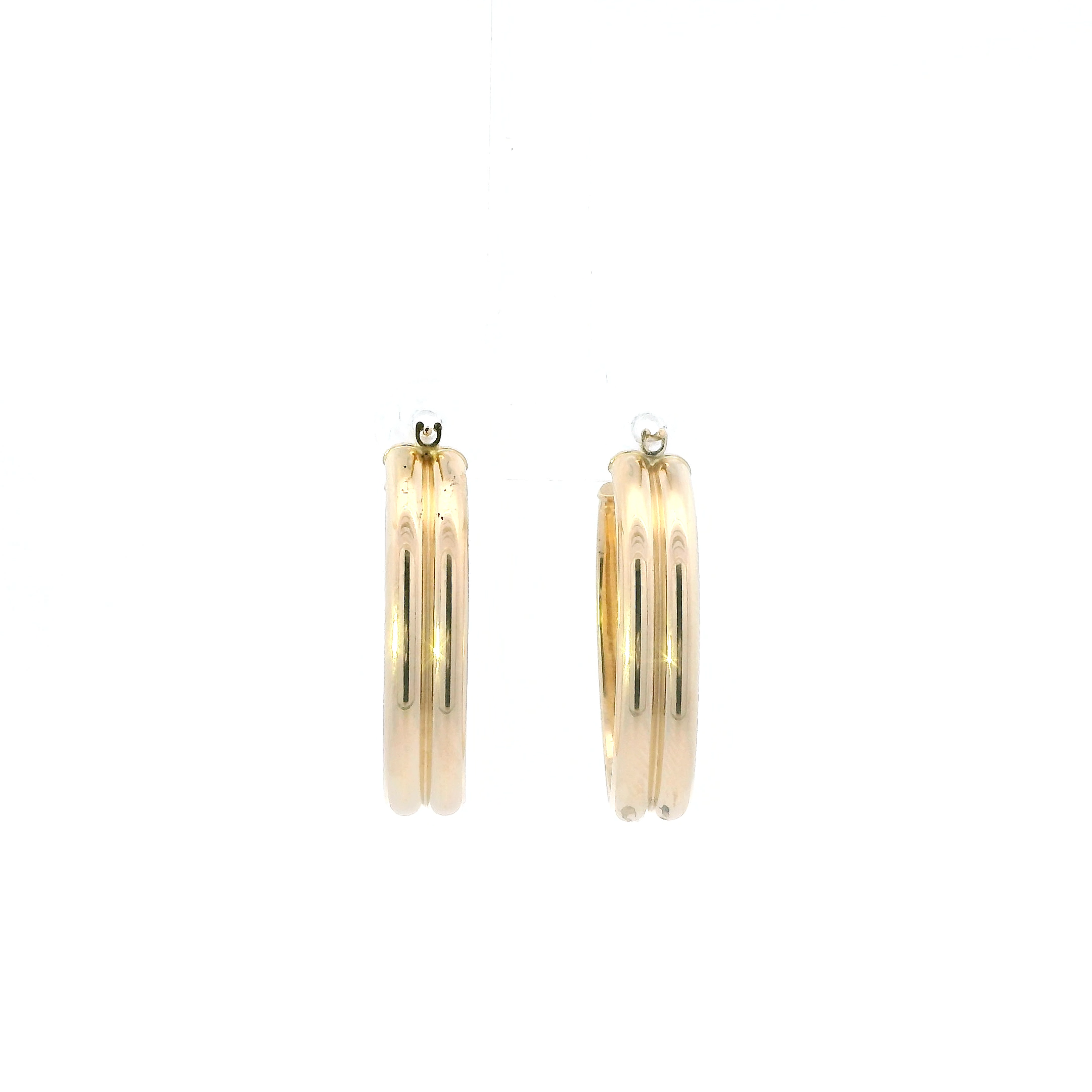14K Yellow Gold Double Tube Oval Hoop Earrings