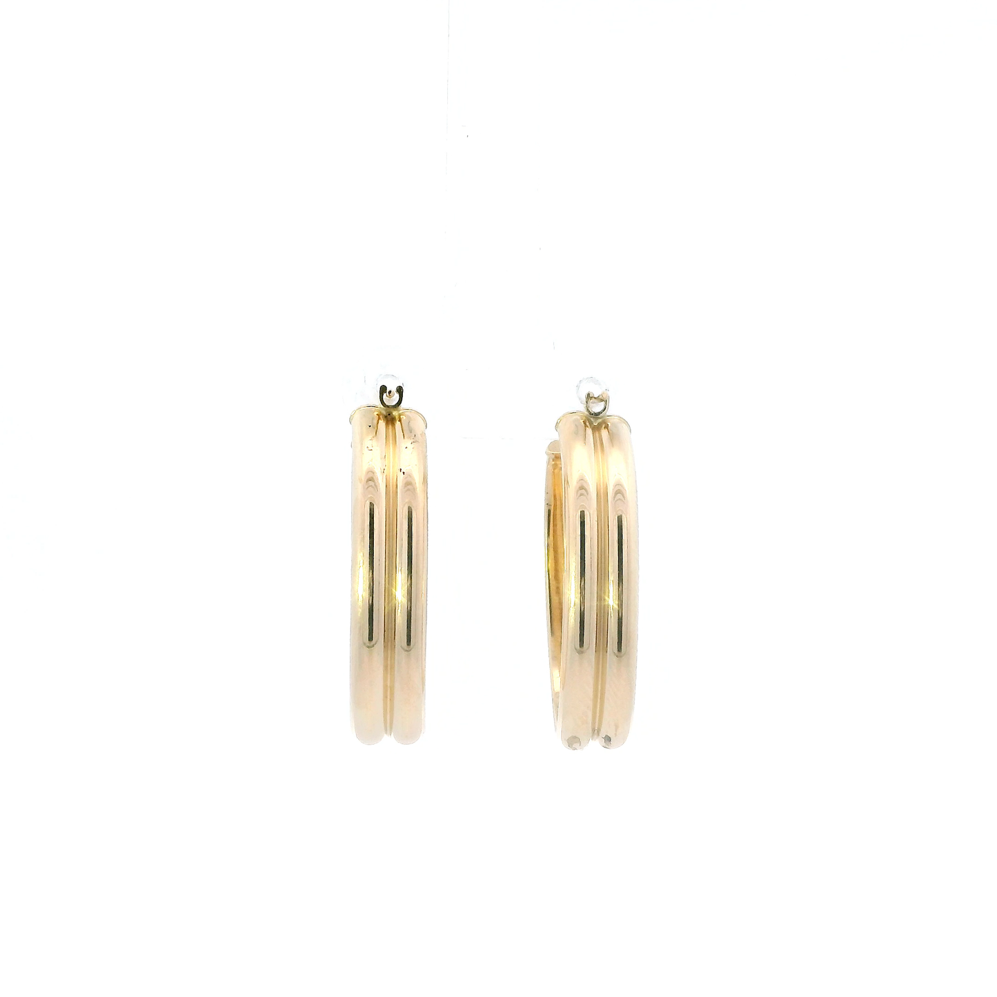 14K Yellow Gold Double Tube Oval Hoop Earrings