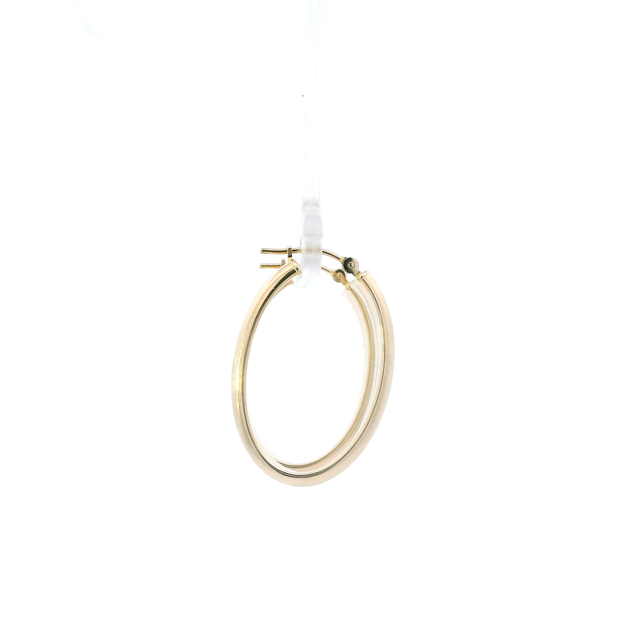 14K Yellow Gold Double Tube Oval Hoop Earrings