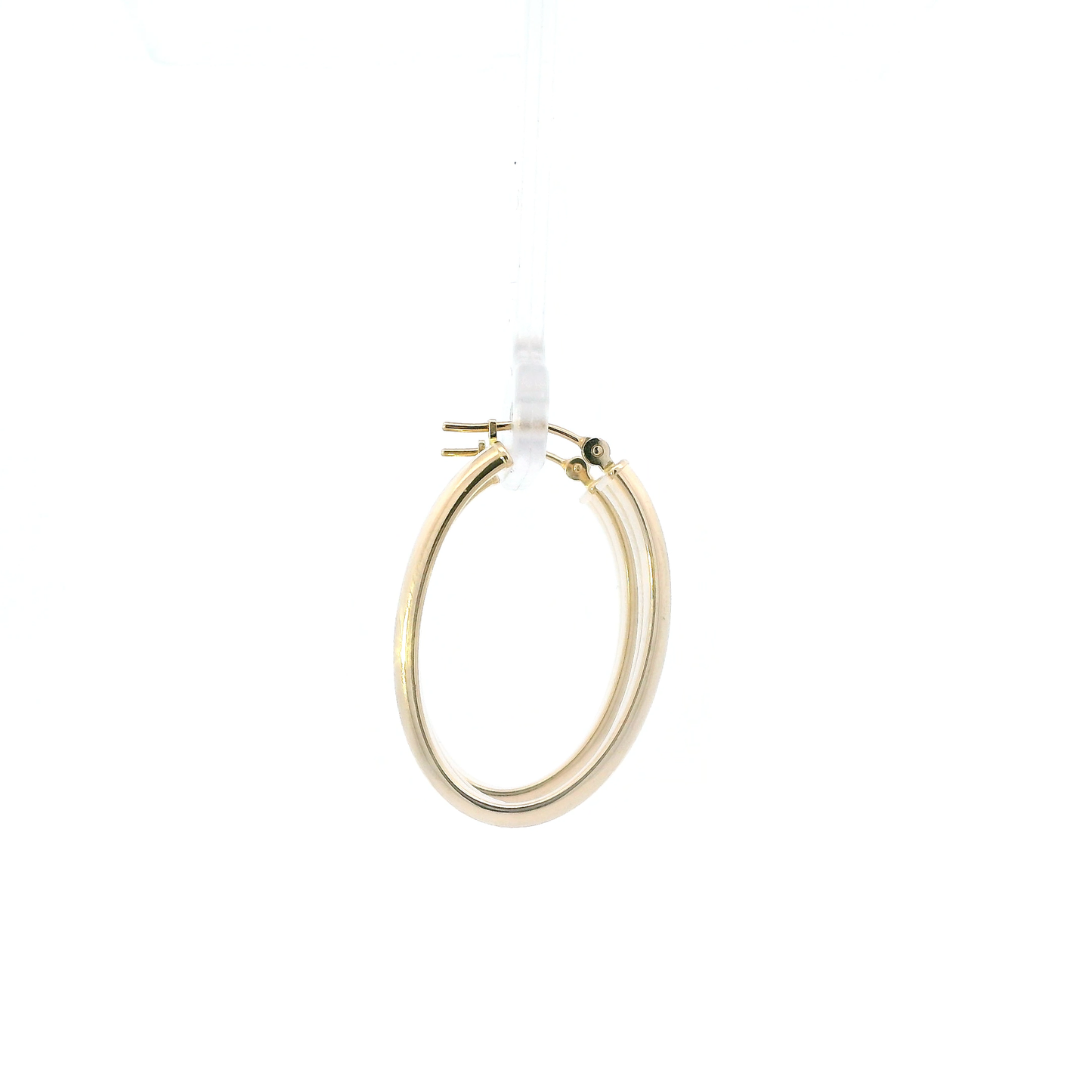 14K Yellow Gold Double Tube Oval Hoop Earrings