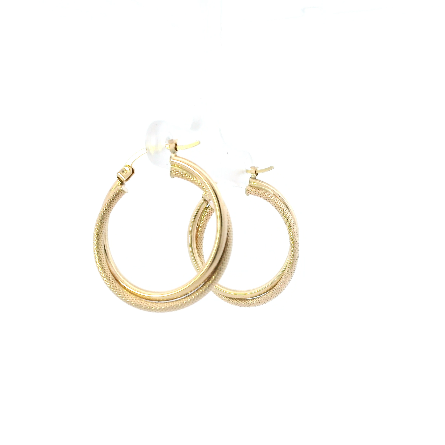 10K Yellow Gold Diamond Cut/ Plain Hoop Earrings