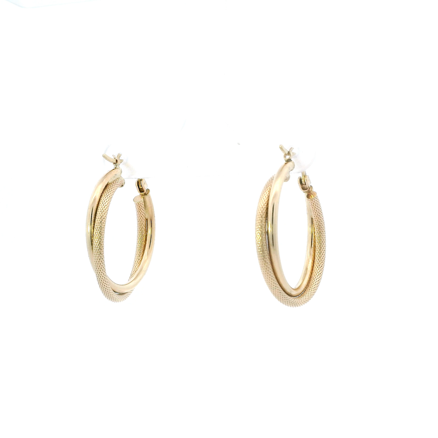 10K Yellow Gold Diamond Cut/ Plain Hoop Earrings