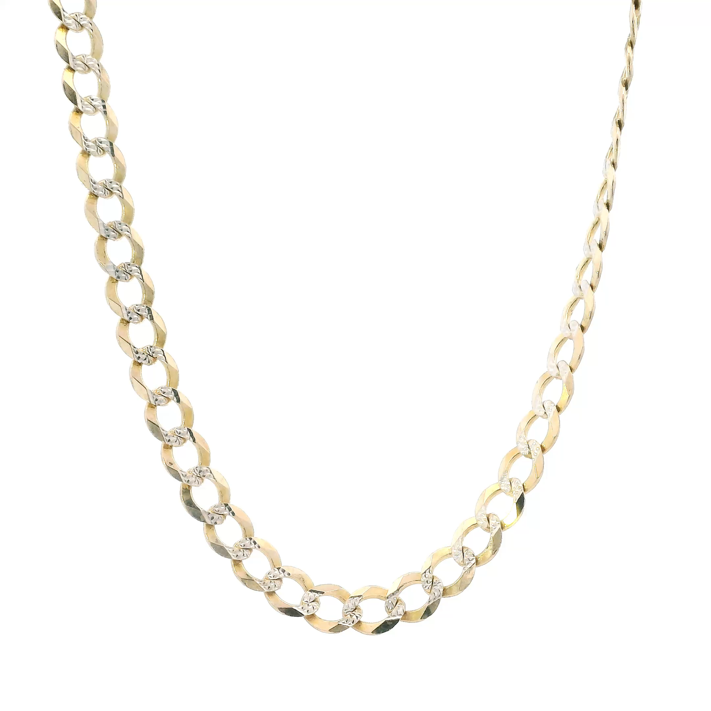 14K Yellow Gold 24" Diamond Cut Curb Chain