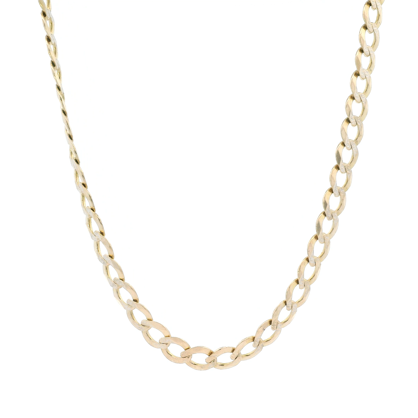 14K Yellow Gold 24" Diamond Cut Curb Chain