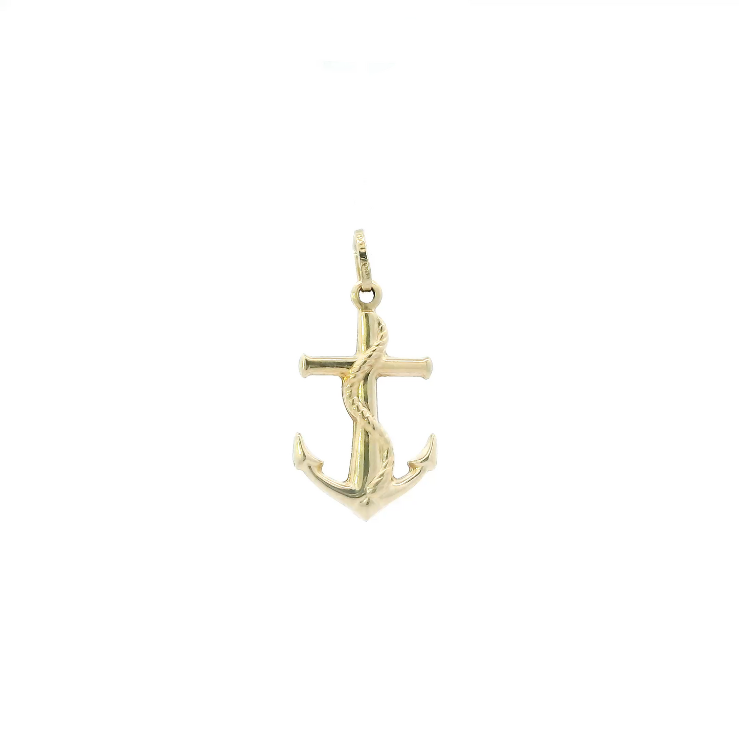 14K Yellow Gold Religious Anchor Pendant
