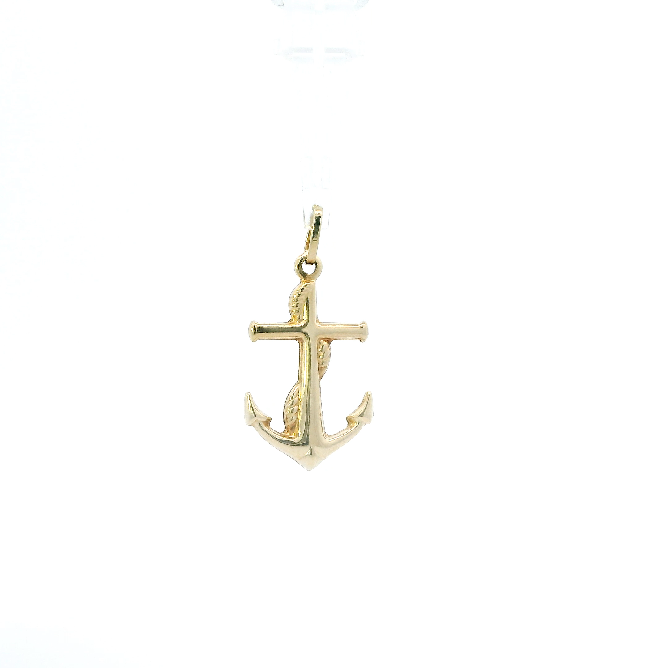 14K Yellow Gold Religious Anchor Pendant