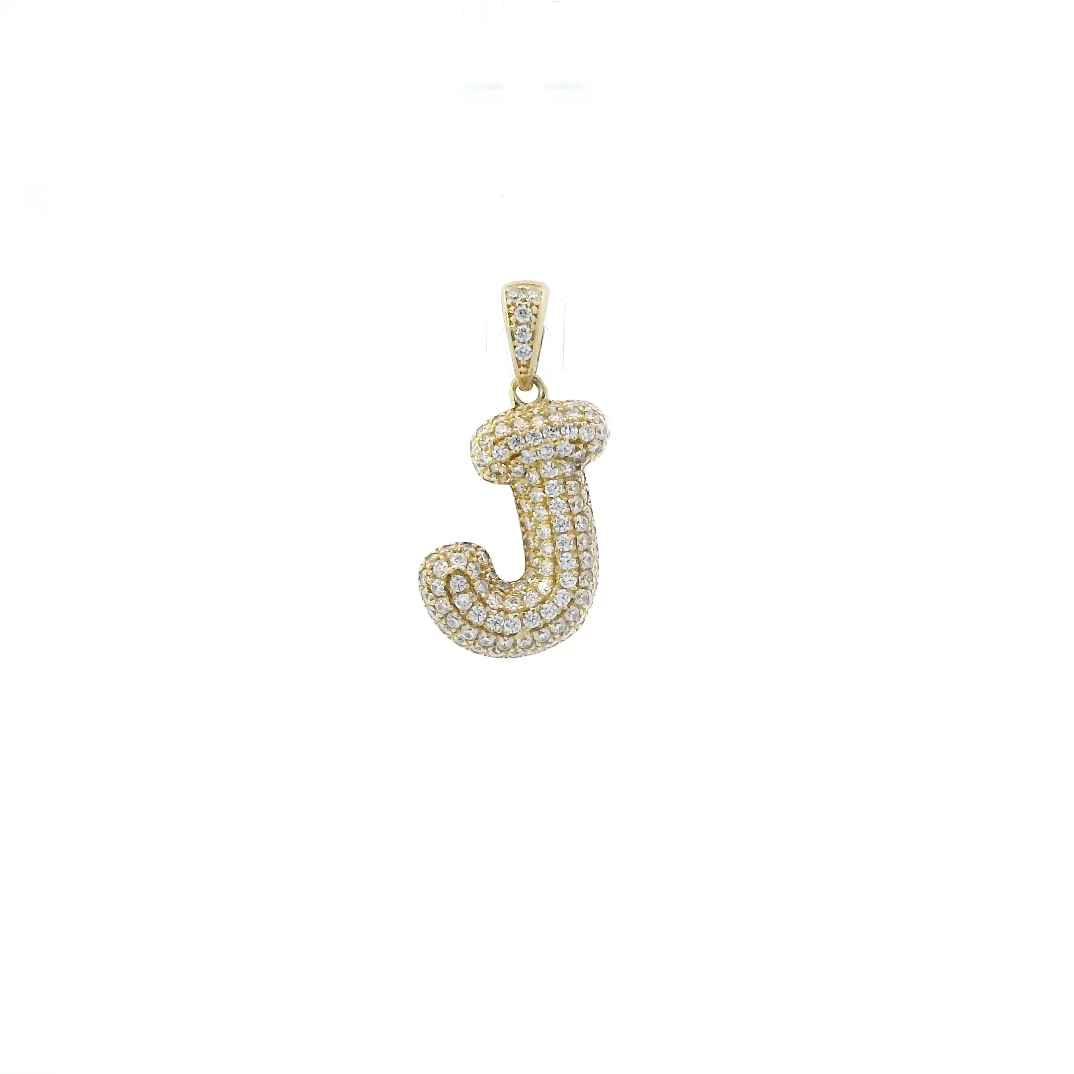 10K Yellow Gold Cz Puff Letter  