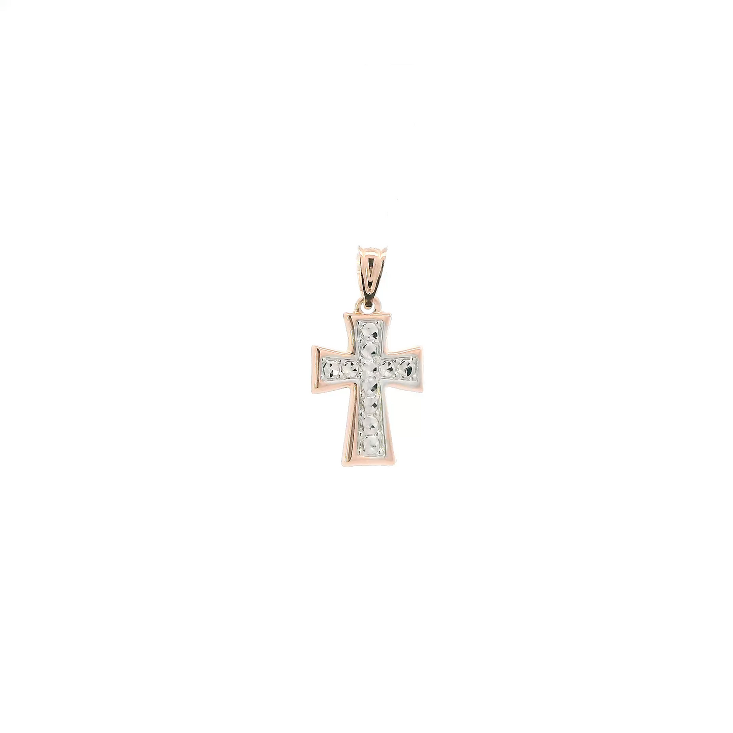 14K Rose Gold Diamond Cut Cross Pendant