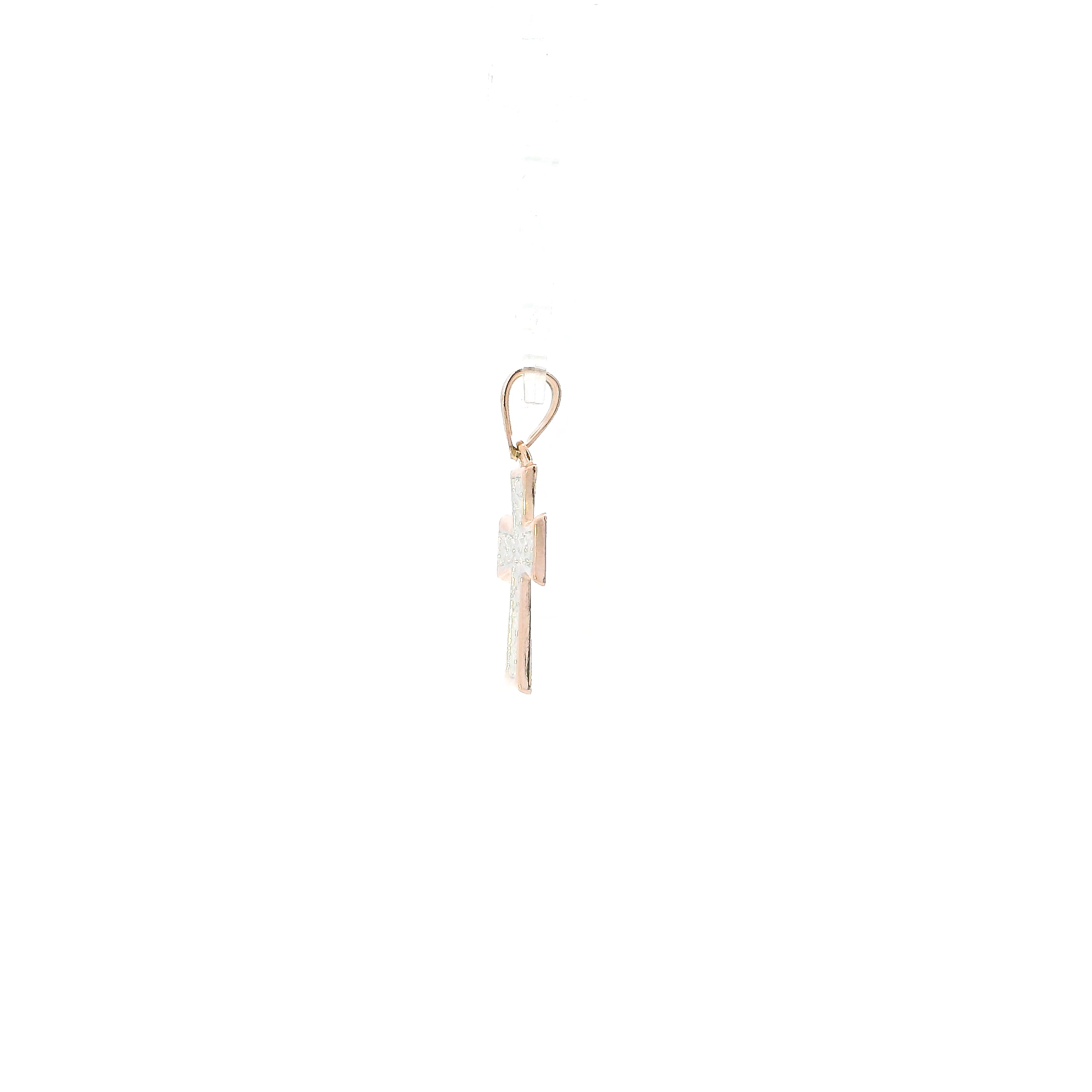 14K Rose Gold Diamond Cut Cross Pendant