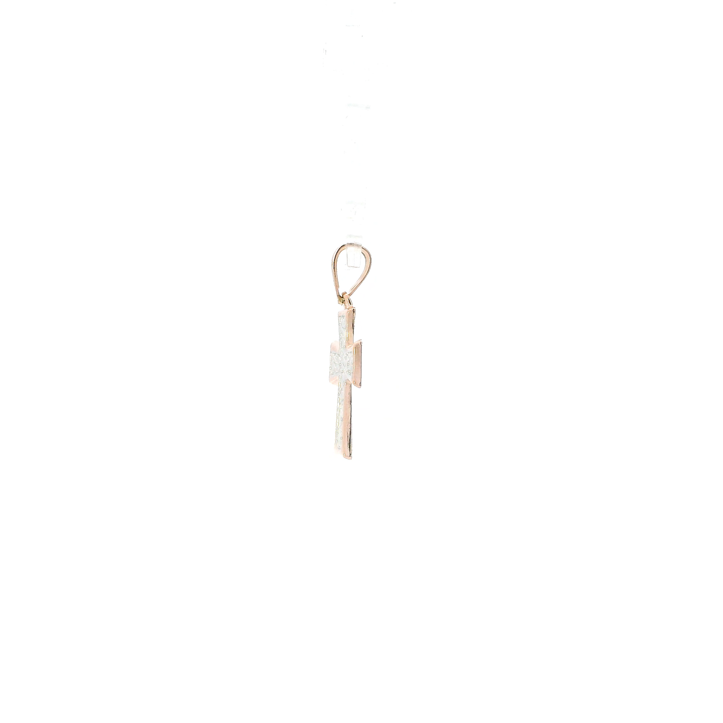 14K Rose Gold Diamond Cut Cross Pendant