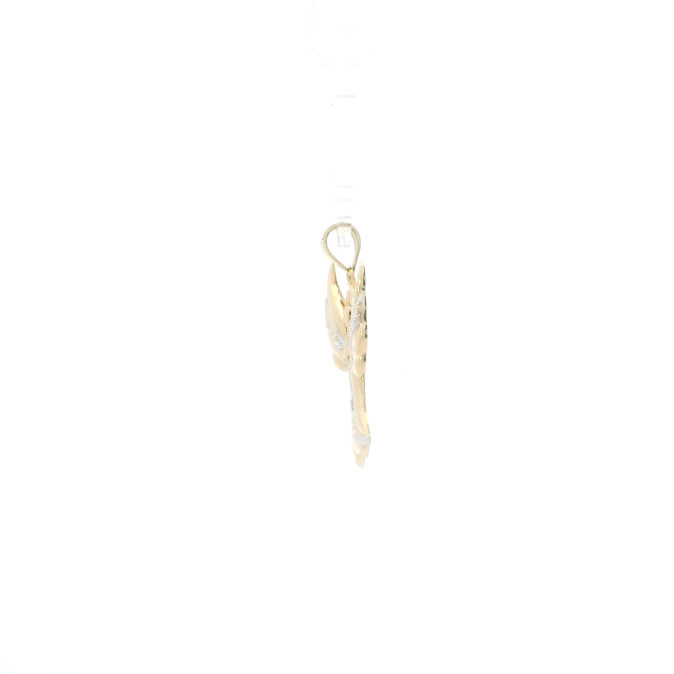 10K Yellow & White Gold Diamond Cut Angel Pendant