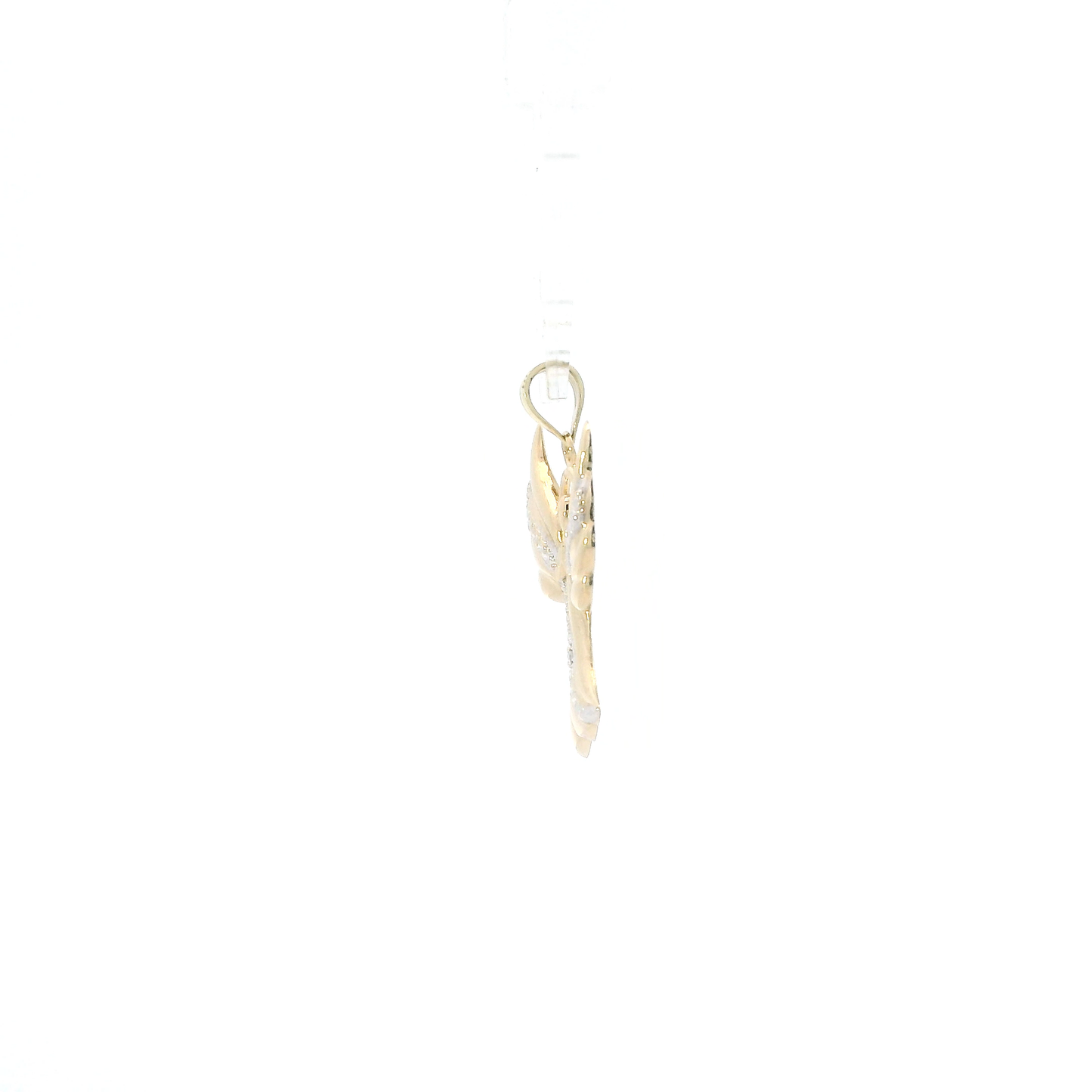 10K Yellow & White Gold Diamond Cut Angel Pendant