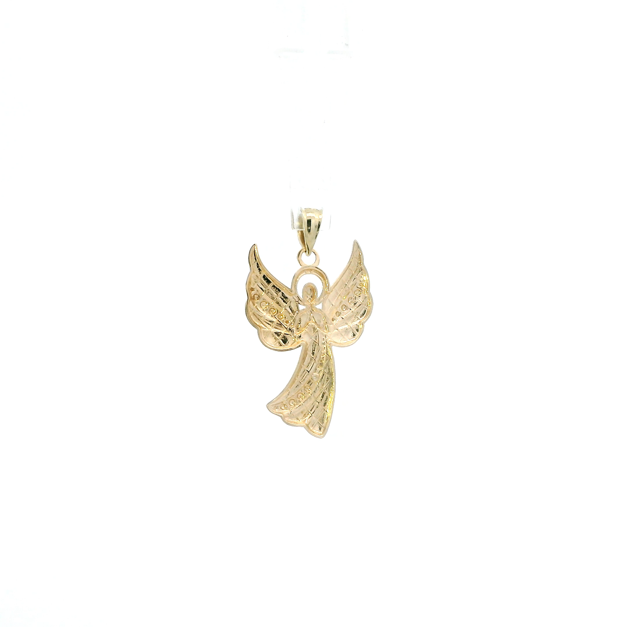 10K Yellow & White Gold Diamond Cut Angel Pendant