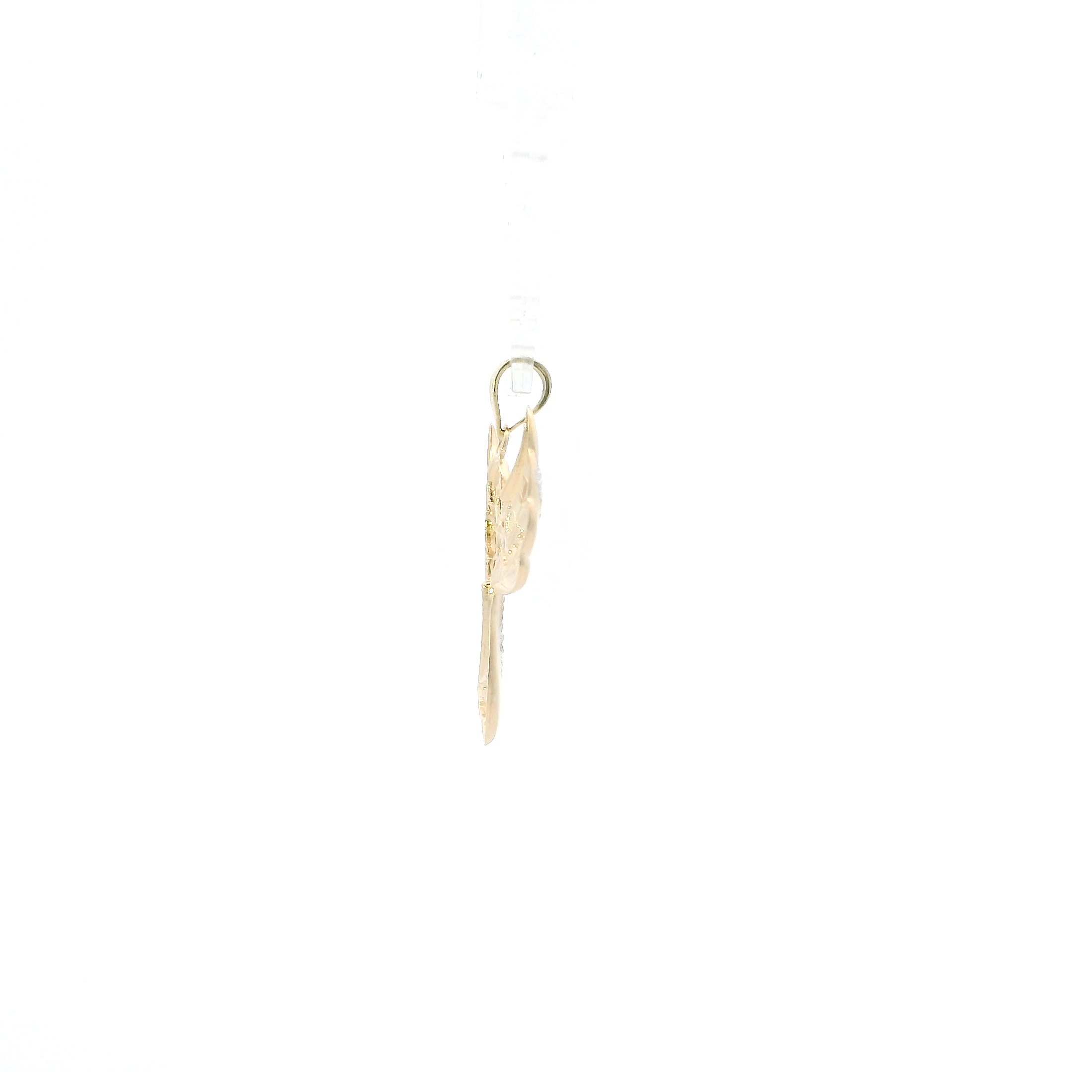 10K Yellow & White Gold Diamond Cut Angel Pendant