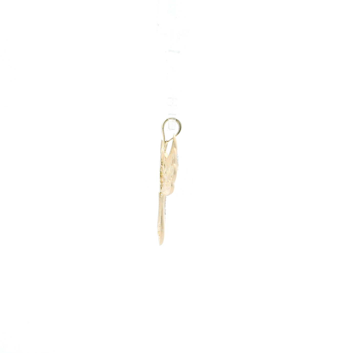 10K Yellow & White Gold Diamond Cut Angel Pendant