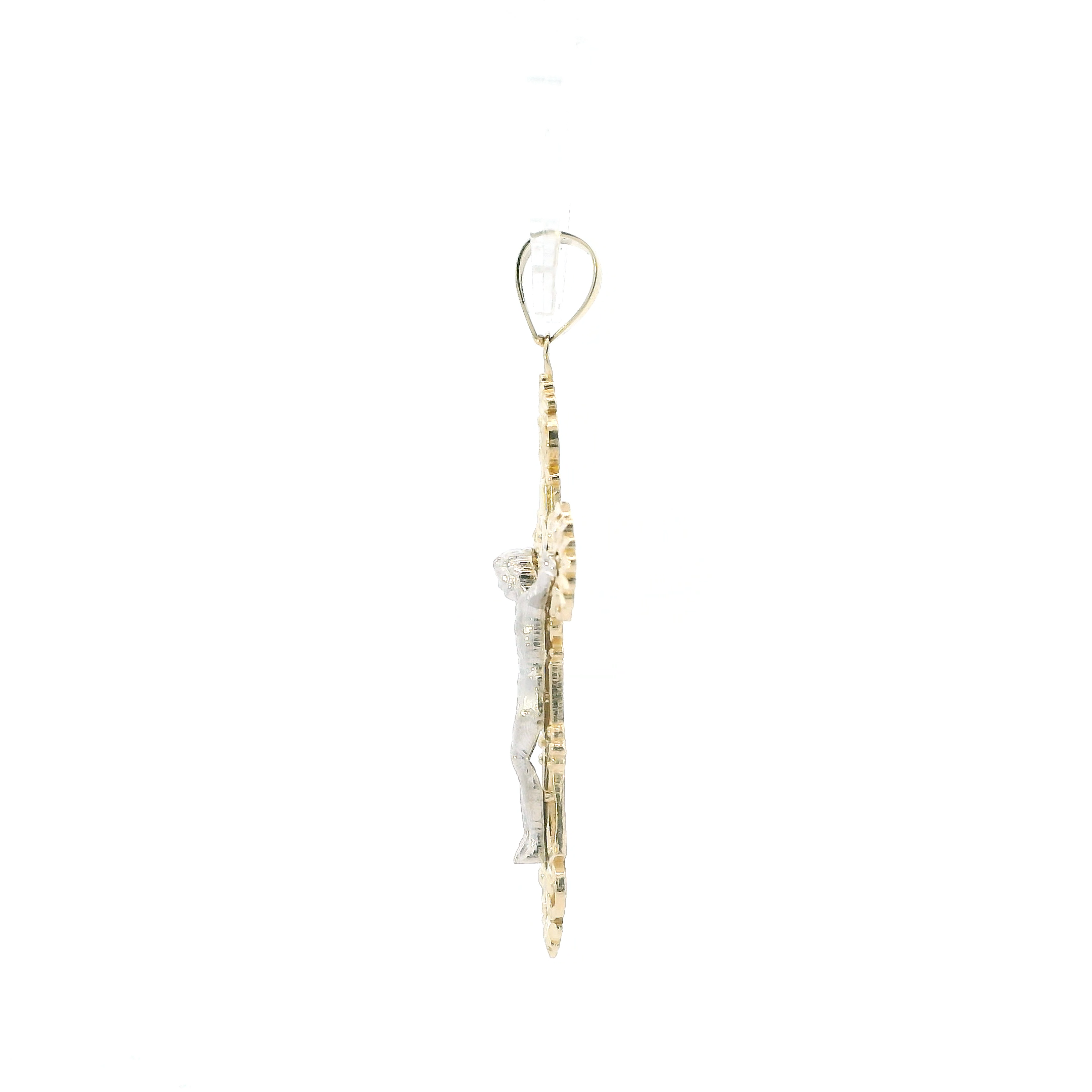 14K Yellow & White Gold Filigree Crucifix Pendant