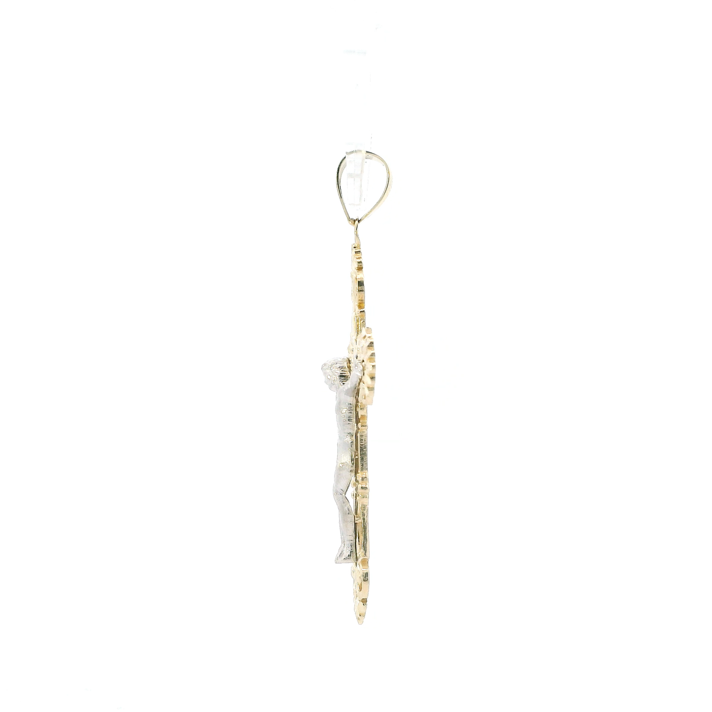 14K Yellow & White Gold Filigree Crucifix Pendant