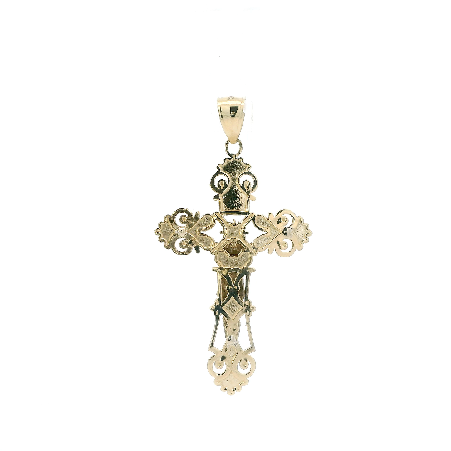 14K Yellow & White Gold Filigree Crucifix Pendant