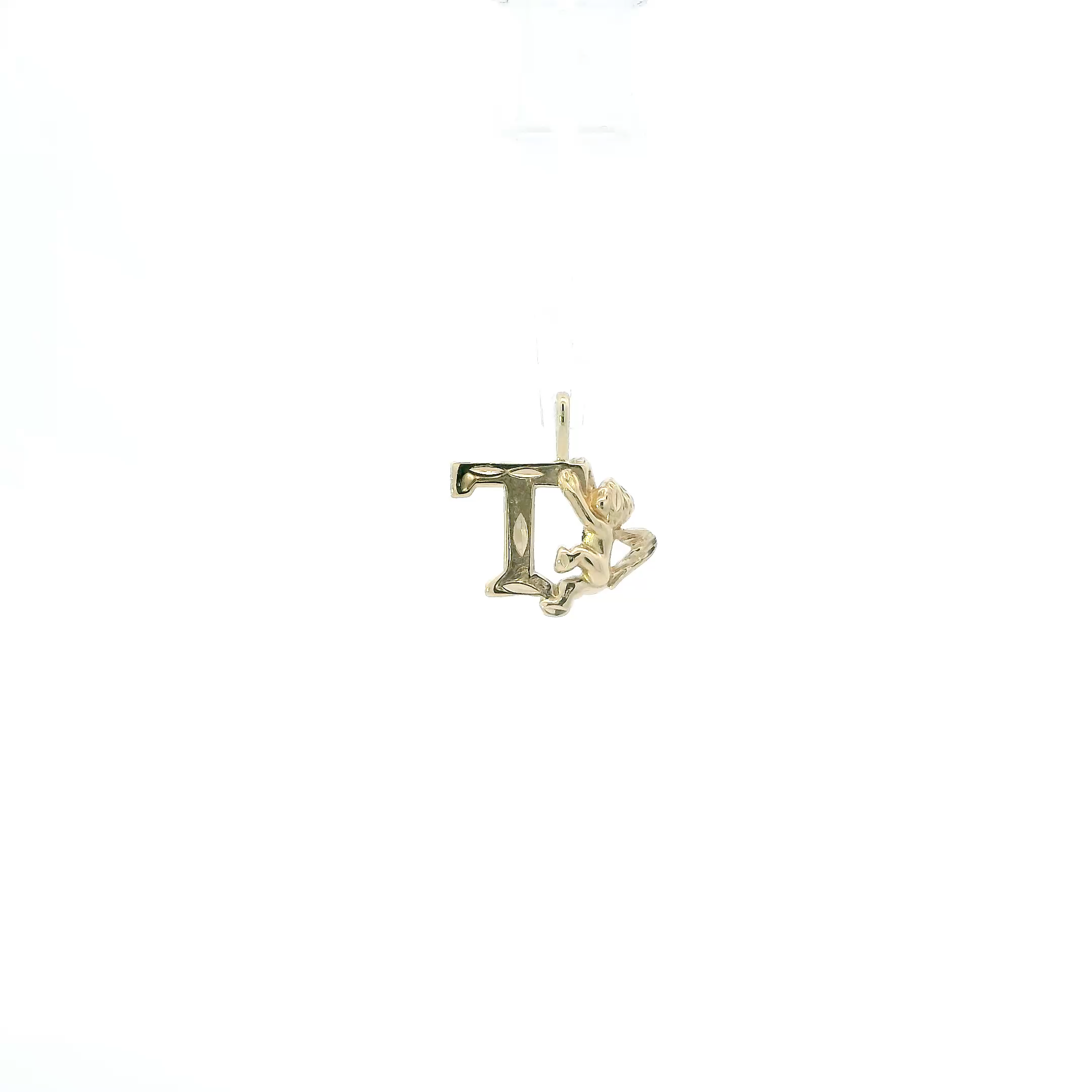 10K Yellow Gold Diamond Cut Letter 