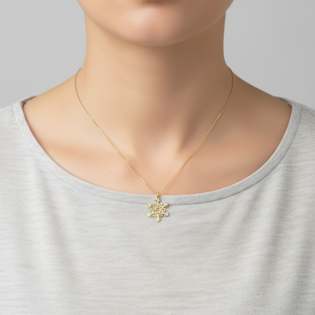 14K Yellow Gold Snowflake Pendant