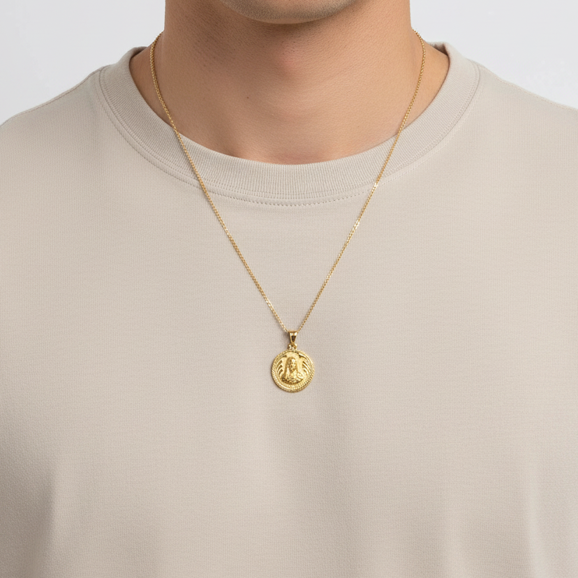 10K Yellow Gold Double Sided Religious Pendant