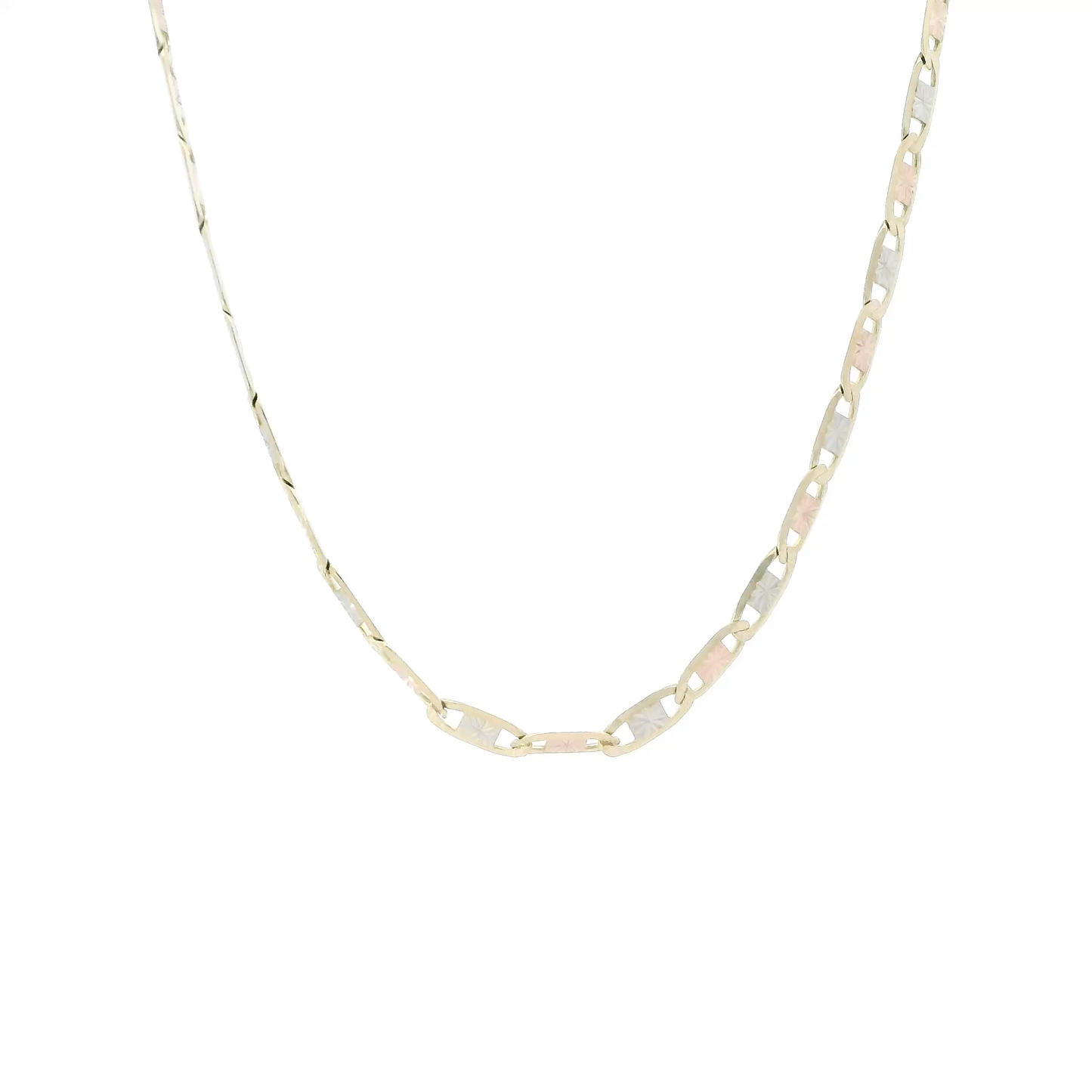 14K Tri Color Gold 22" Diamond Cut Valentino Chain