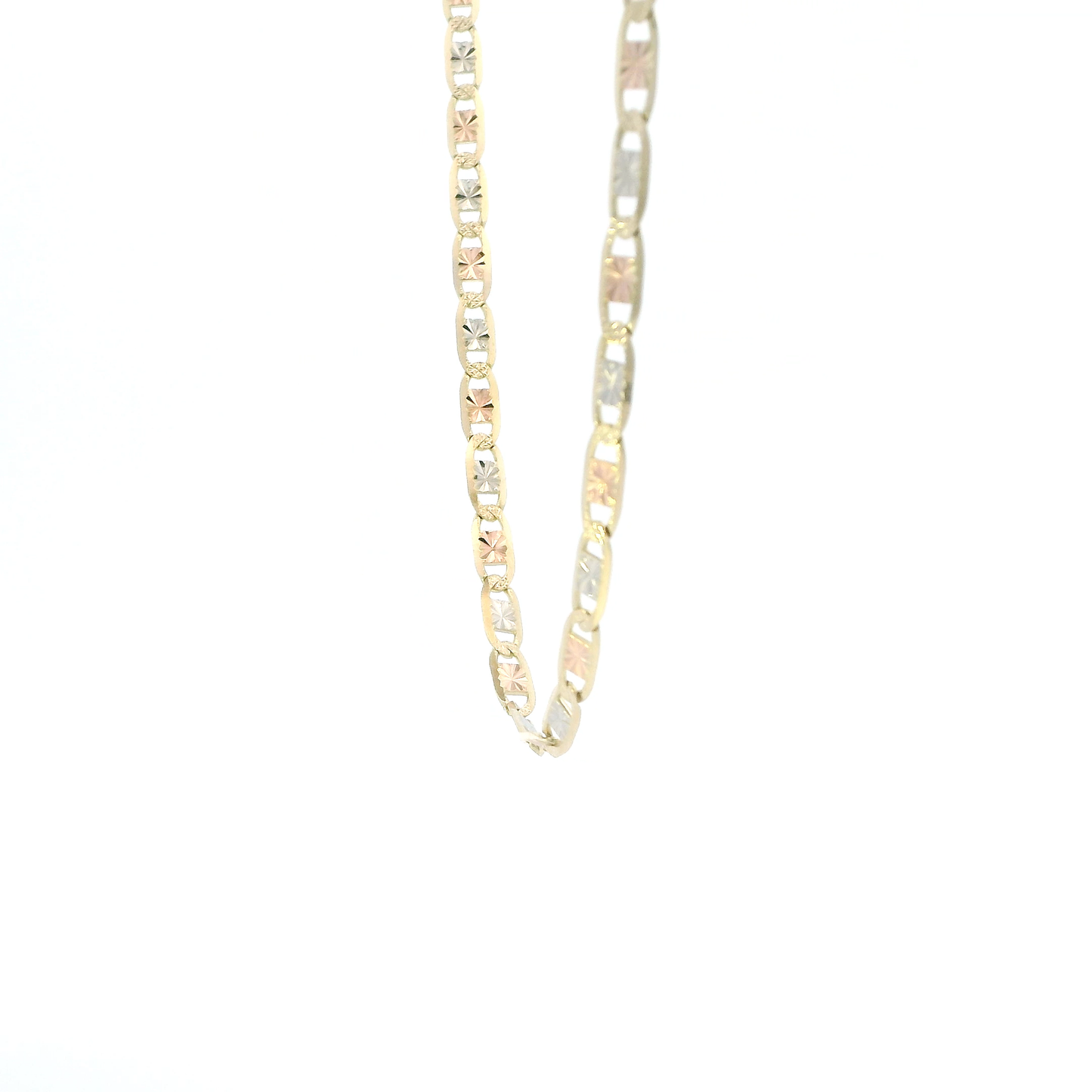 14K Tri Color Gold 22" Diamond Cut Valentino Chain