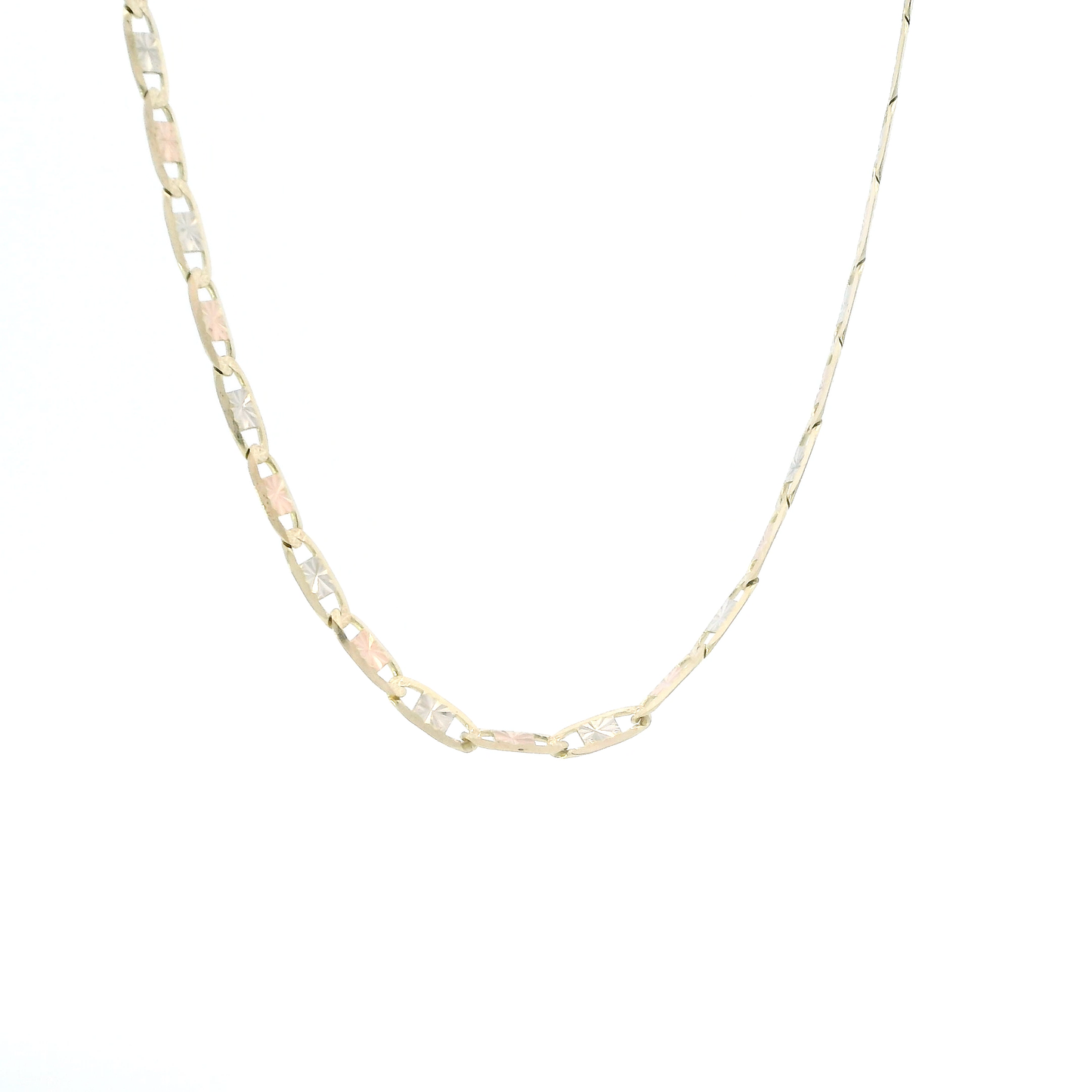 14K Tri Color Gold 22" Diamond Cut Valentino Chain