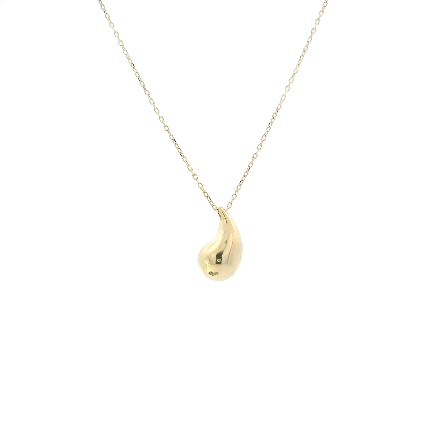 18K Yellow Gold 18" Cable Link Chain & Teardrop Pendant