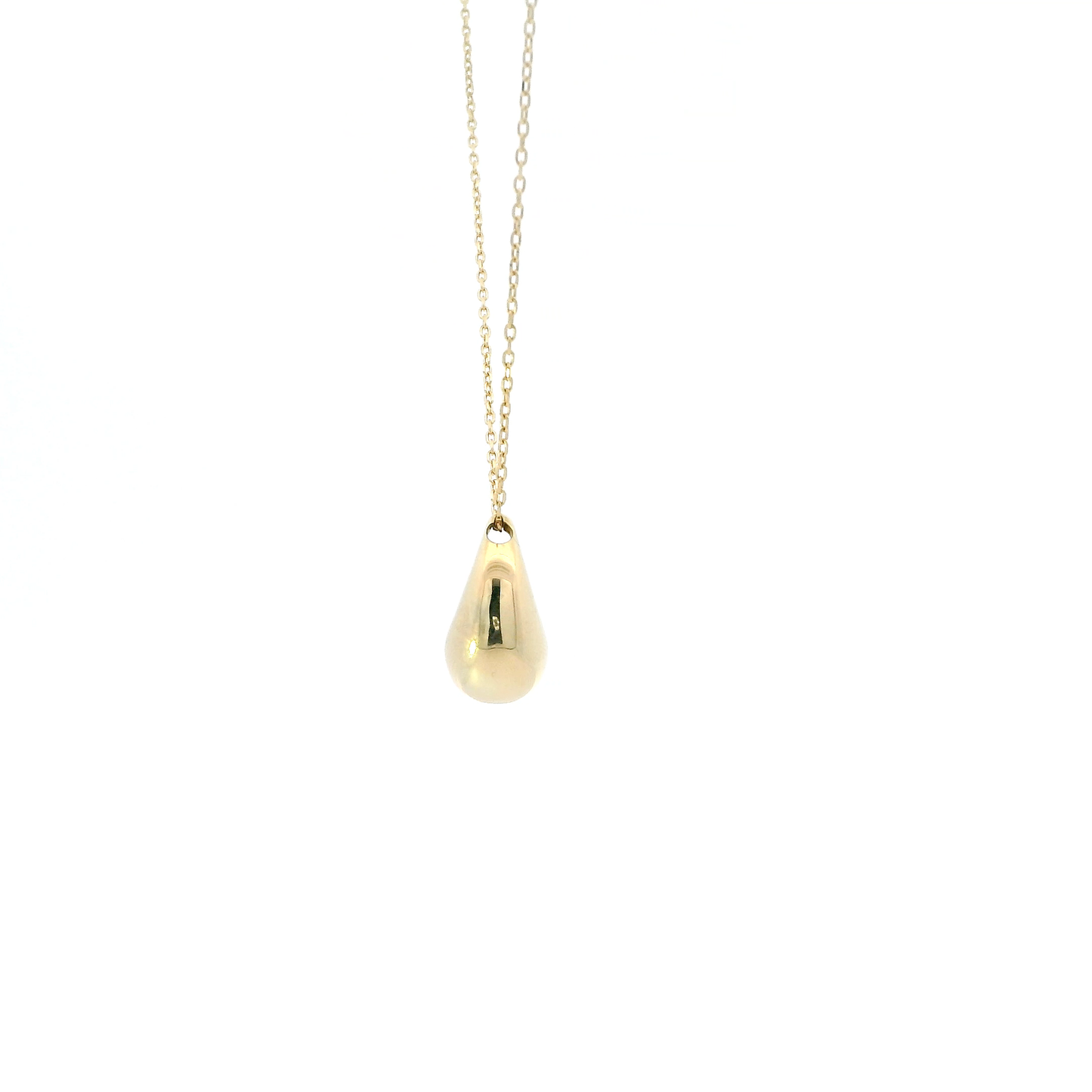 18K Yellow Gold 18" Cable Link Chain & Teardrop Pendant