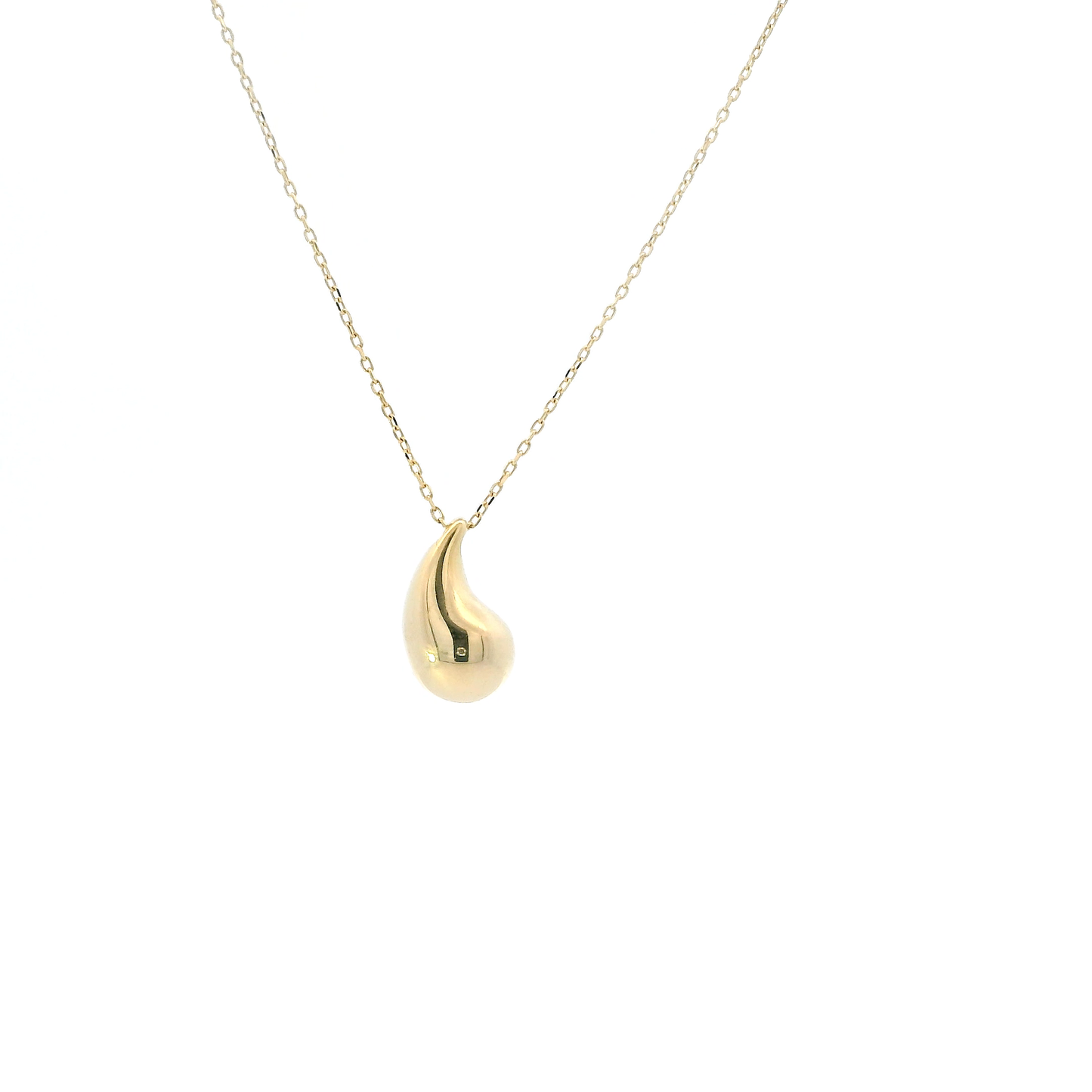 18K Yellow Gold 18" Cable Link Chain & Teardrop Pendant