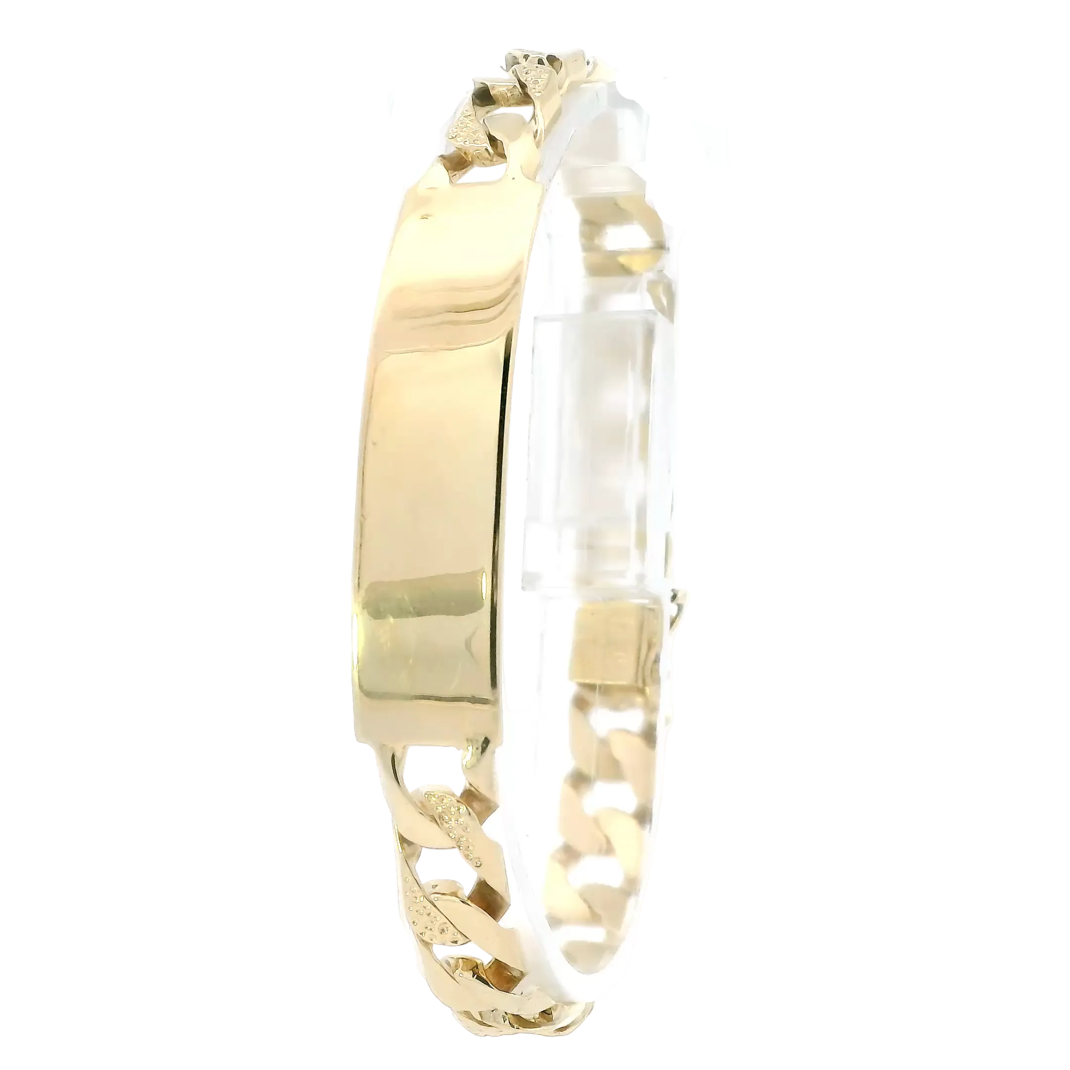 14K Yellow Gold Diamond Cut Curb ID Bracelet