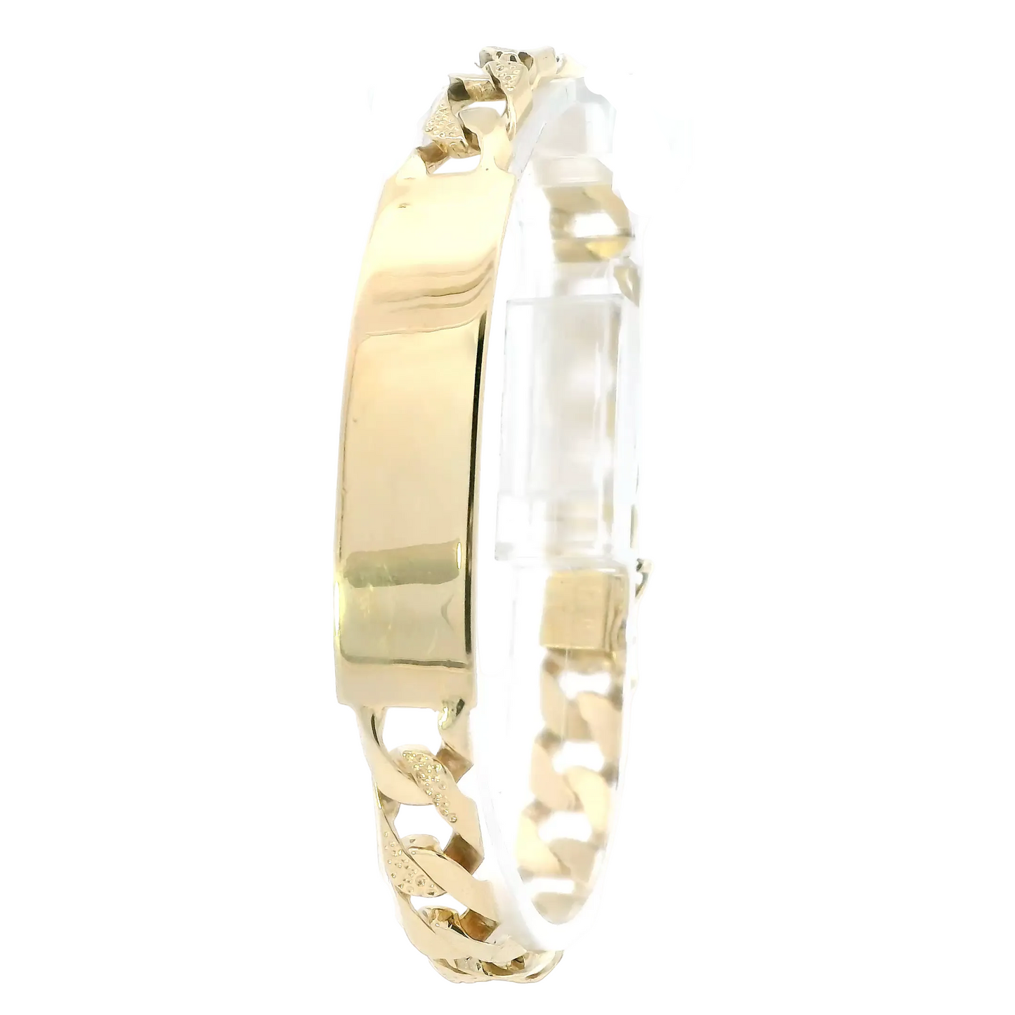 14K Yellow Gold Diamond Cut Curb ID Bracelet