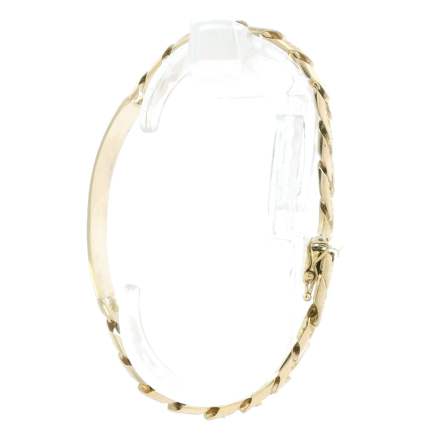 14K Yellow Gold Diamond Cut Curb ID Bracelet