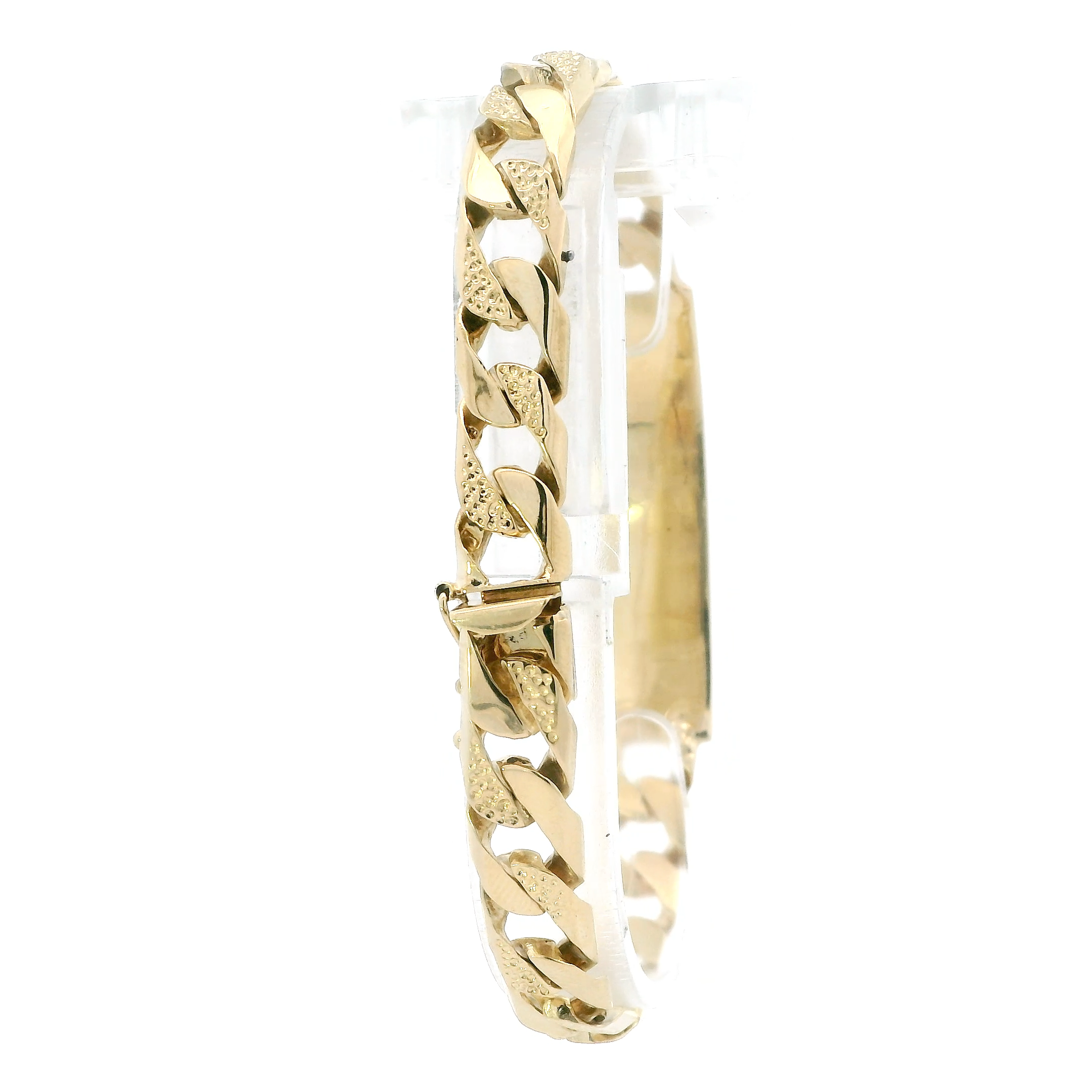 14K Yellow Gold Diamond Cut Curb ID Bracelet