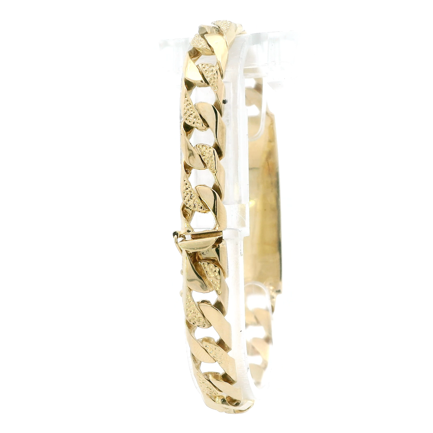 14K Yellow Gold Diamond Cut Curb ID Bracelet
